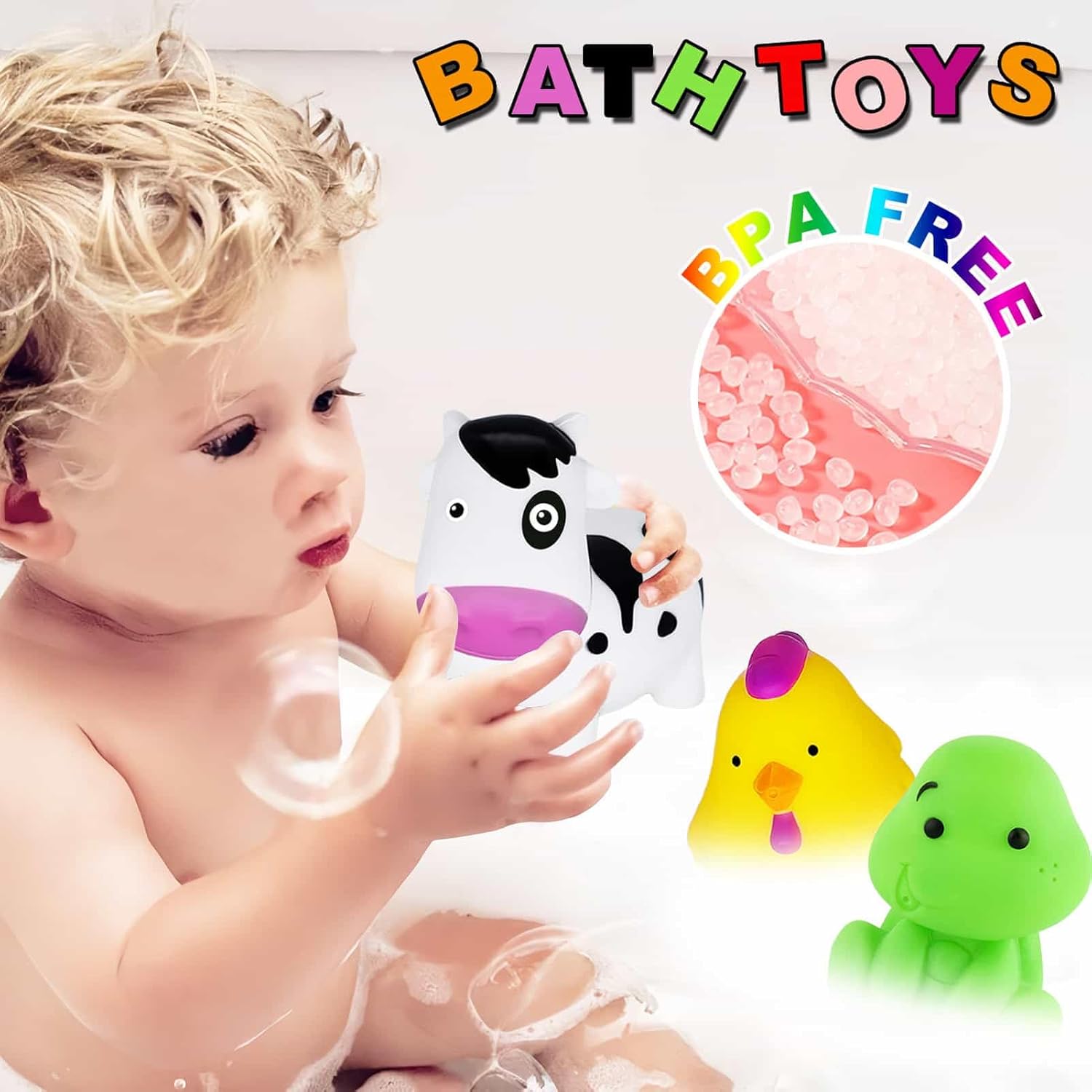 Detalle 2 de Bath Toys For 1 Year Old – Mould‑Free Animal Bath Toy Set (6 Pack) for 6–18 Months