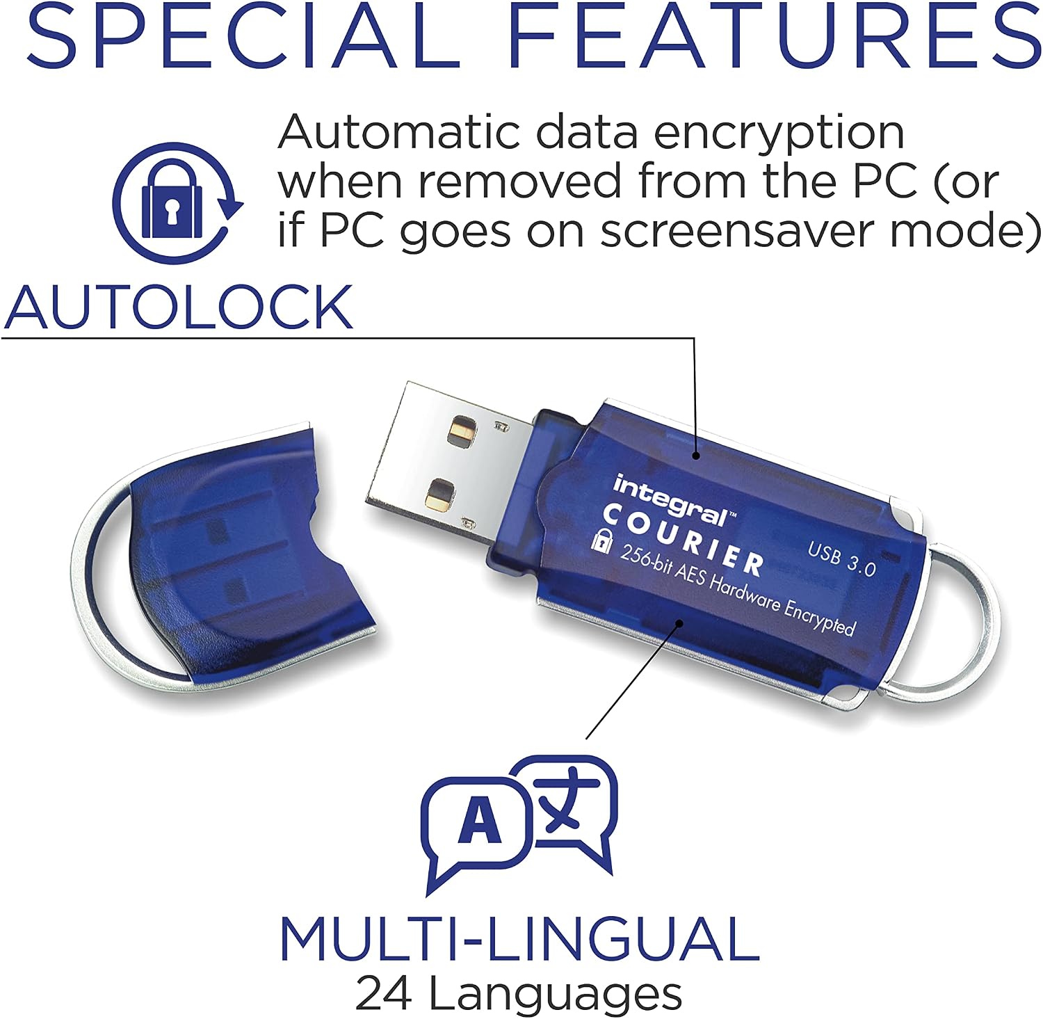 Detalle 1 de Integral Courier 3.0 Encrypted 64 GB – pendrive USB 3.0 AES 256-bit