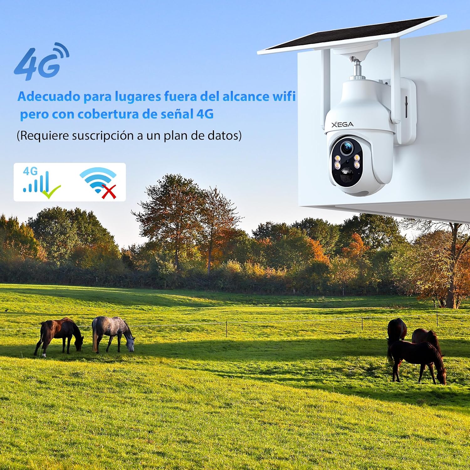 Detalle 2 de Xega 4G LTE Camara Solar 2K 10400mAh