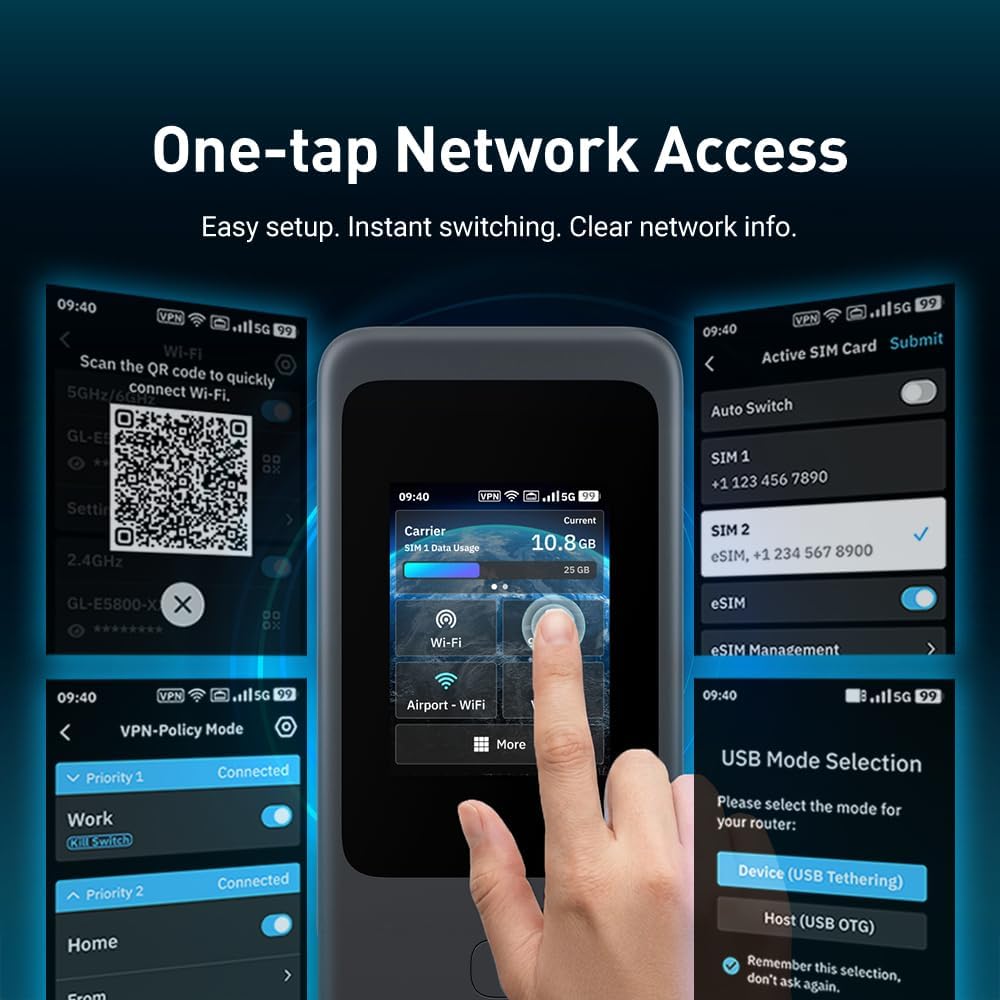 Thumbnail 1 de GL.iNet MUDI 7 (GL-E5800): Travel Router with Wi‑Fi 7, 5G, eSIM, and Dual SIM