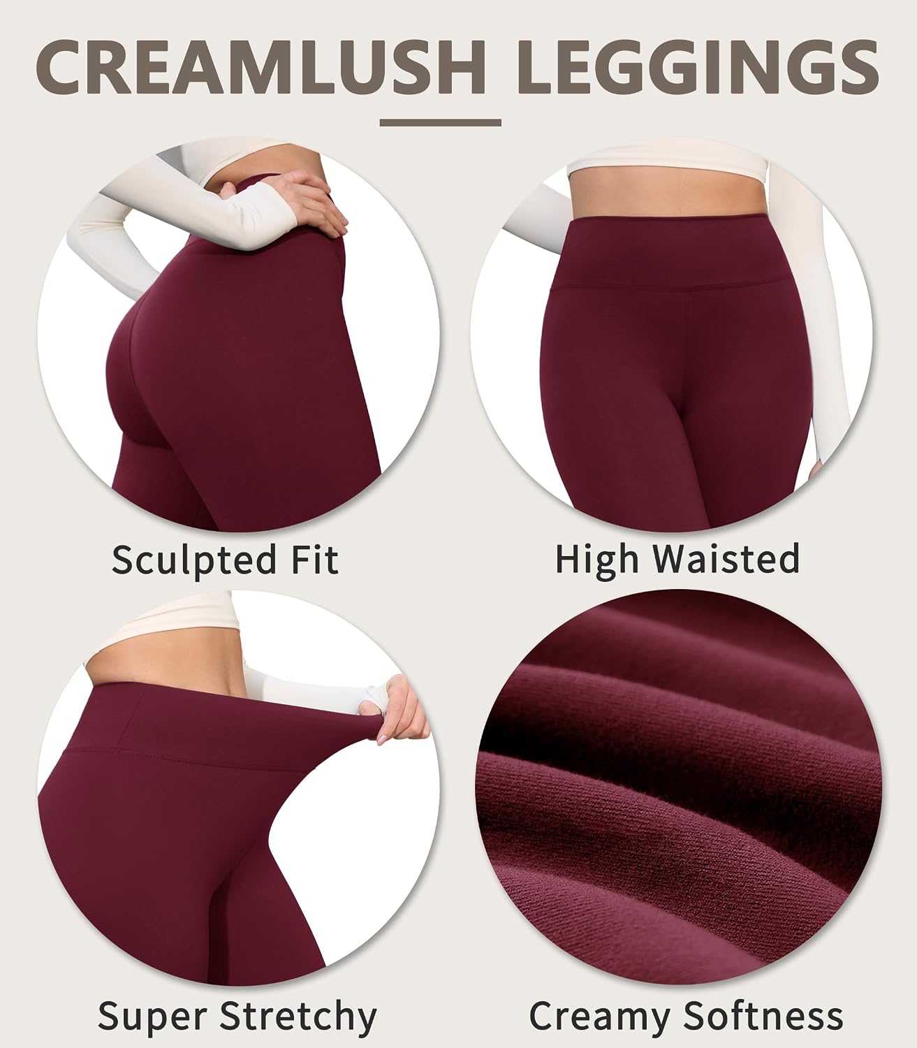 Thumbnail 5 de VALANDY Creamlush 4-Pack Capri Leggings for Women (High-Waisted Stretch Yoga & Lounge Pants)