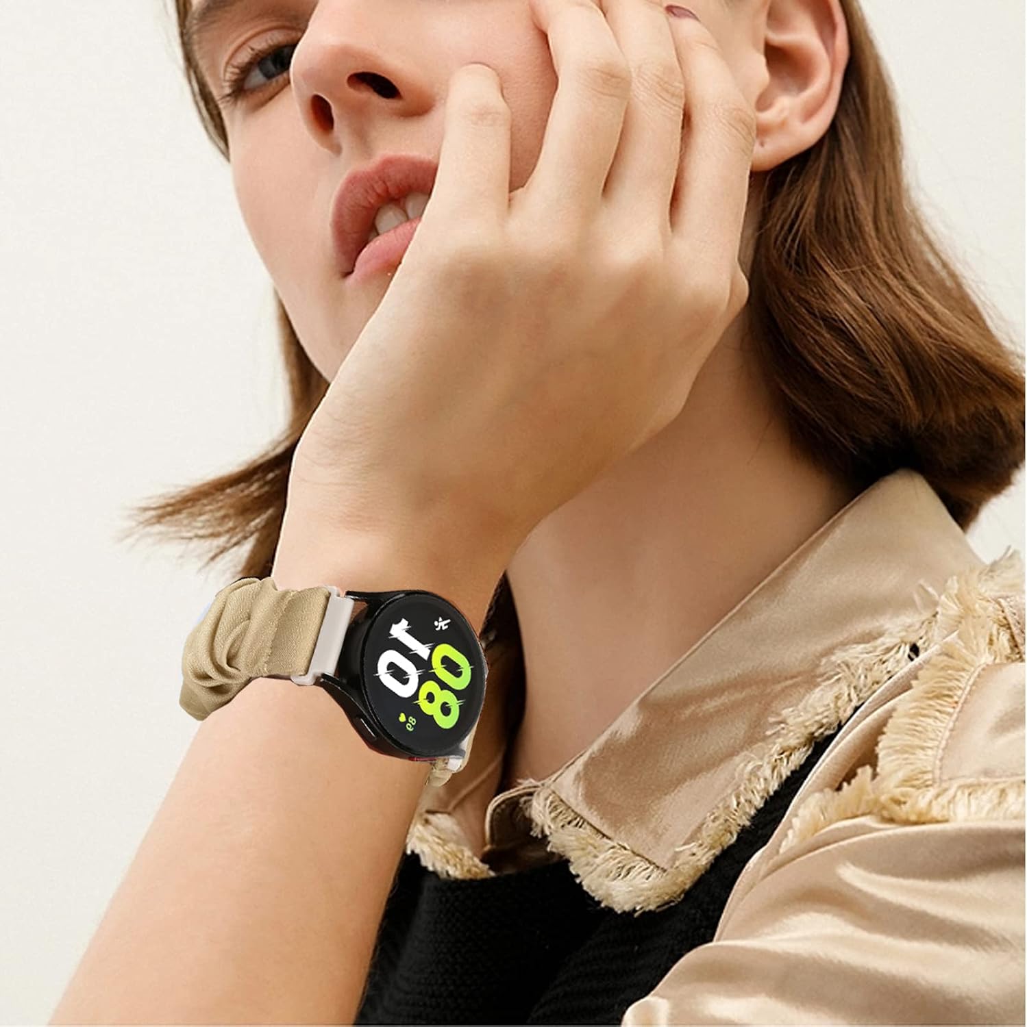 Detalle de DKGKOO 20mm Scrunchie Strap for Women for Samsung Galaxy Watch (Quick Release)