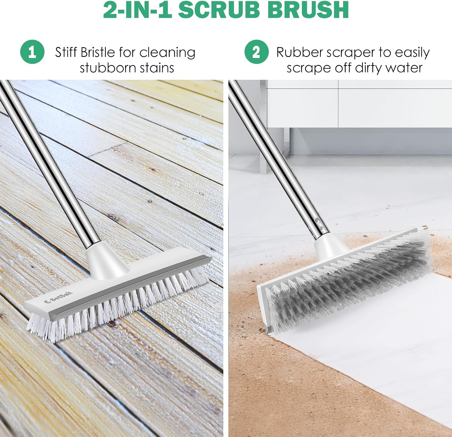 Detalle 2 de Setsail 2-in-1 Floor Scrub Brush with 51-Inch Adjustable Handle
