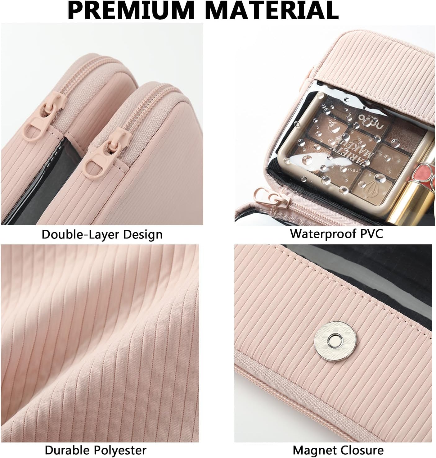 Thumbnail 4 de SEPWIK Travel Makeup Bag: Clear PVC, 180° Wide Opening, Detachable 2-in-1 Toiletry Organizer