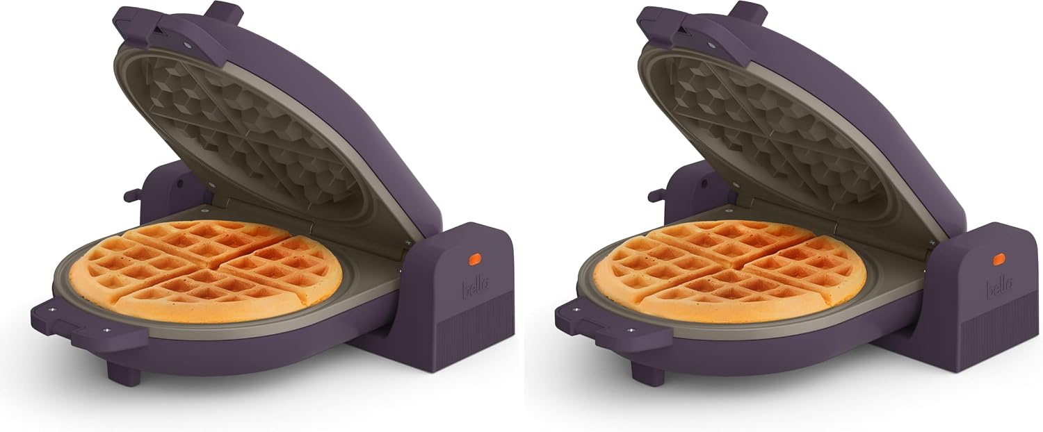 Detalle de bella Fits-Anywhere Flip-n-Store Ceramic Belgian Waffle Maker, Oatmilk