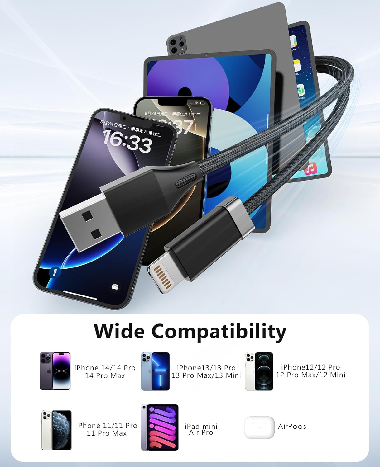 Thumbnail 6 de Magtame StayCable USB-A vers Lightning avec aimant Keeper (1 m) : câble tressé, charge rapide et données