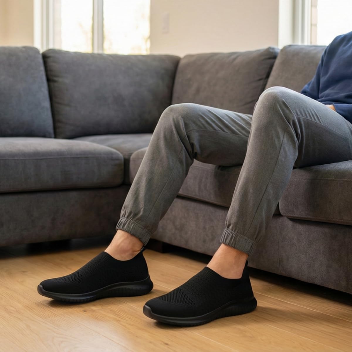 Detalle de TIOSEBON Men's Slip on Trainers — Lightweight Breathable Road Running Shoes