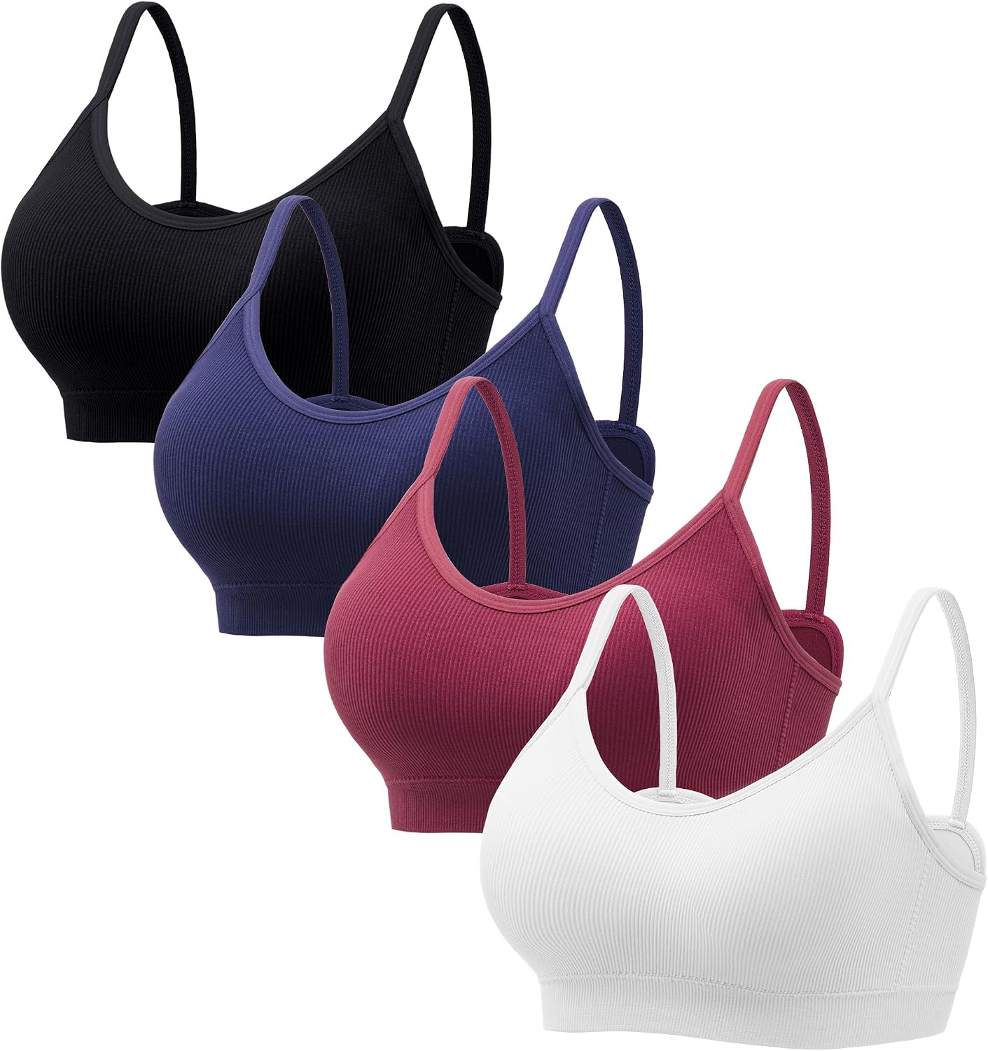 Detalle de HBselect 4er BHS Damen ohne Bügel Nahtlose Sports-Bralettes mit Push-up & herausnehmbaren Einlagen