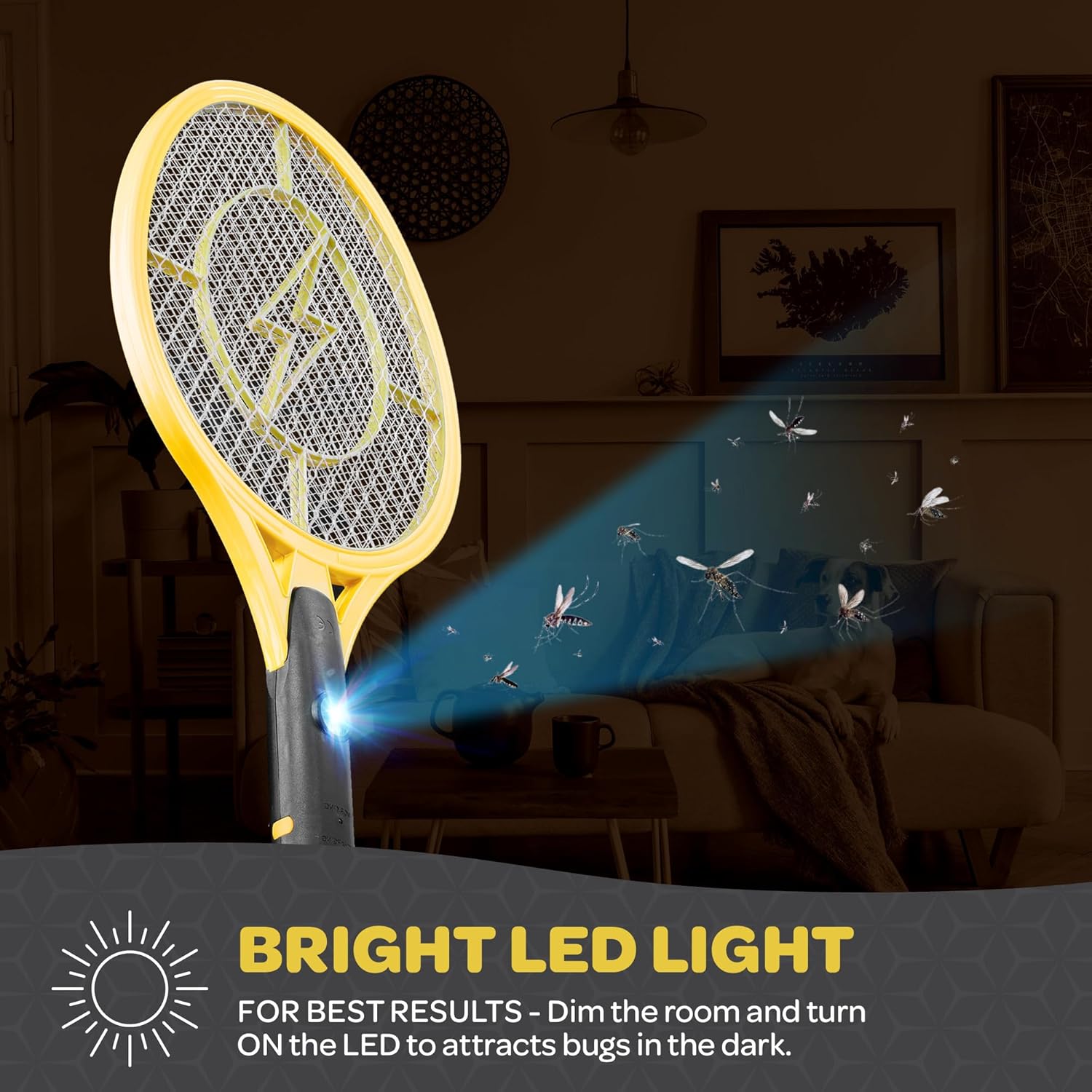 Thumbnail 3 de Electric Fly Swatter [Set of 2] Handheld Bug Zapper Racket — 4000 Volt, USB Rechargeable with LED Attractant
