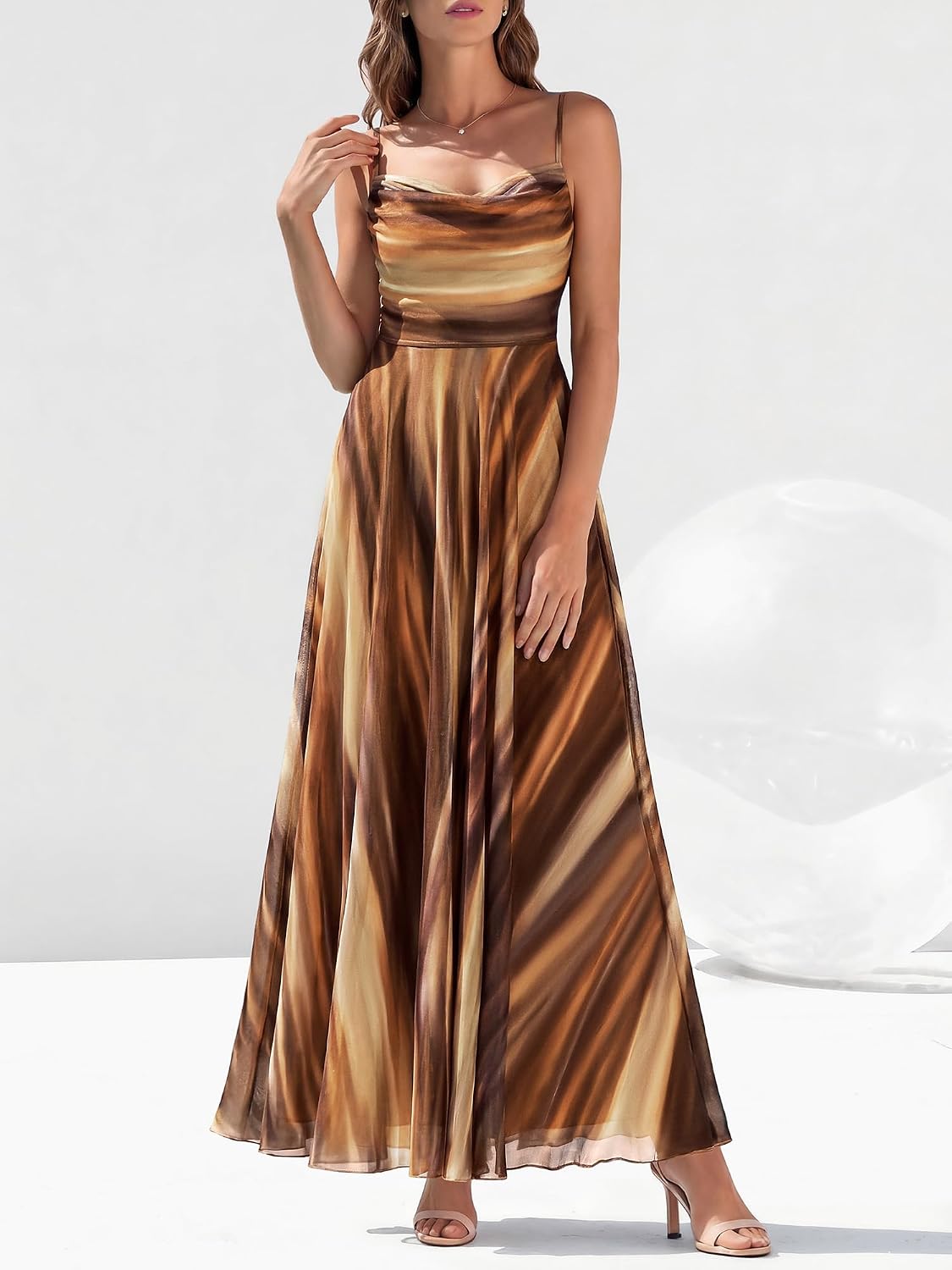 Detalle 2 de BTFBM Women’s Summer Floral Maxi Dress with Spaghetti Straps