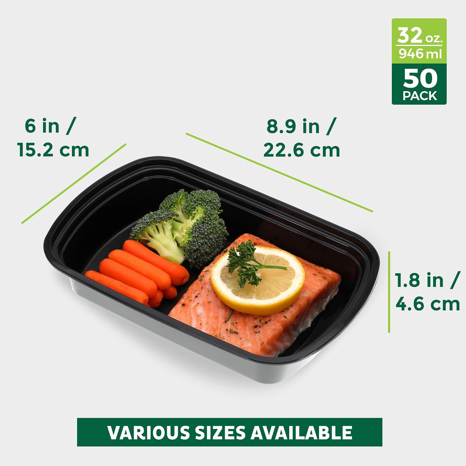 Detalle de Freshware 50-Pack Meal Prep Containers (1 Compartment, BPA-Free, 32 oz) with Lids