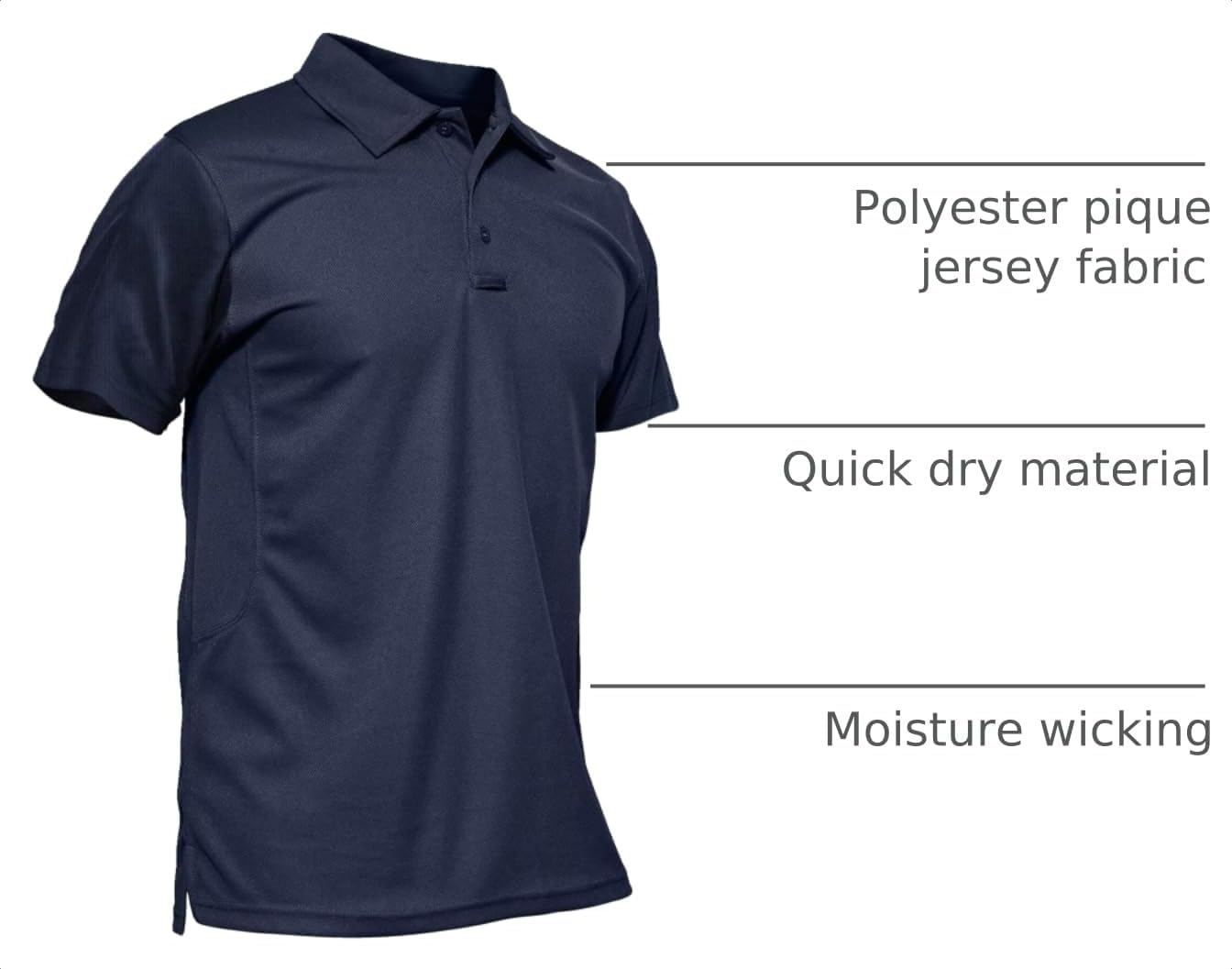 Detalle de MAGCOMSEN Men's Polo Shirt Quick Dry Performance Short Sleeve Tactical Shirt
