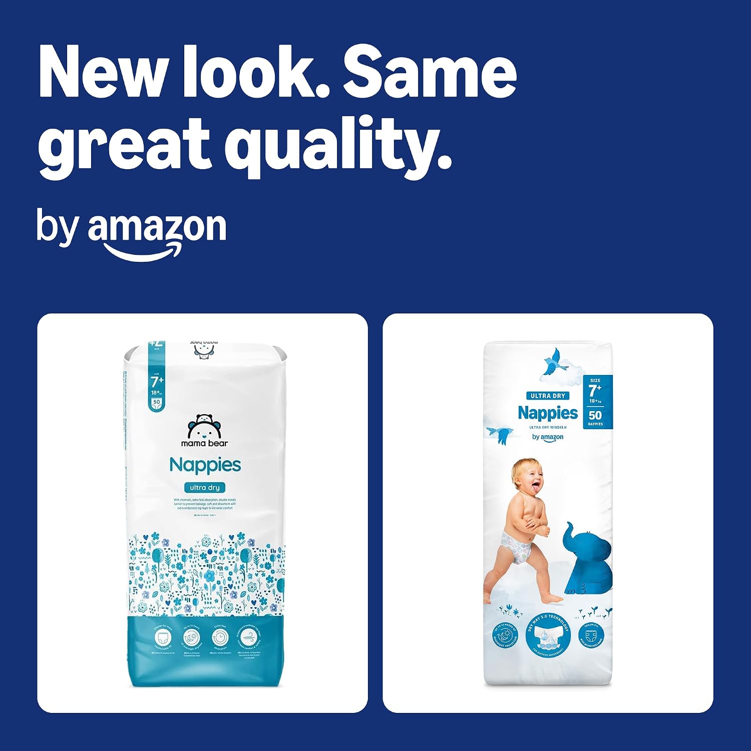 Detalle 2 de By Amazon 100 Ultra Dry Nappies Size 7+ 18kg+