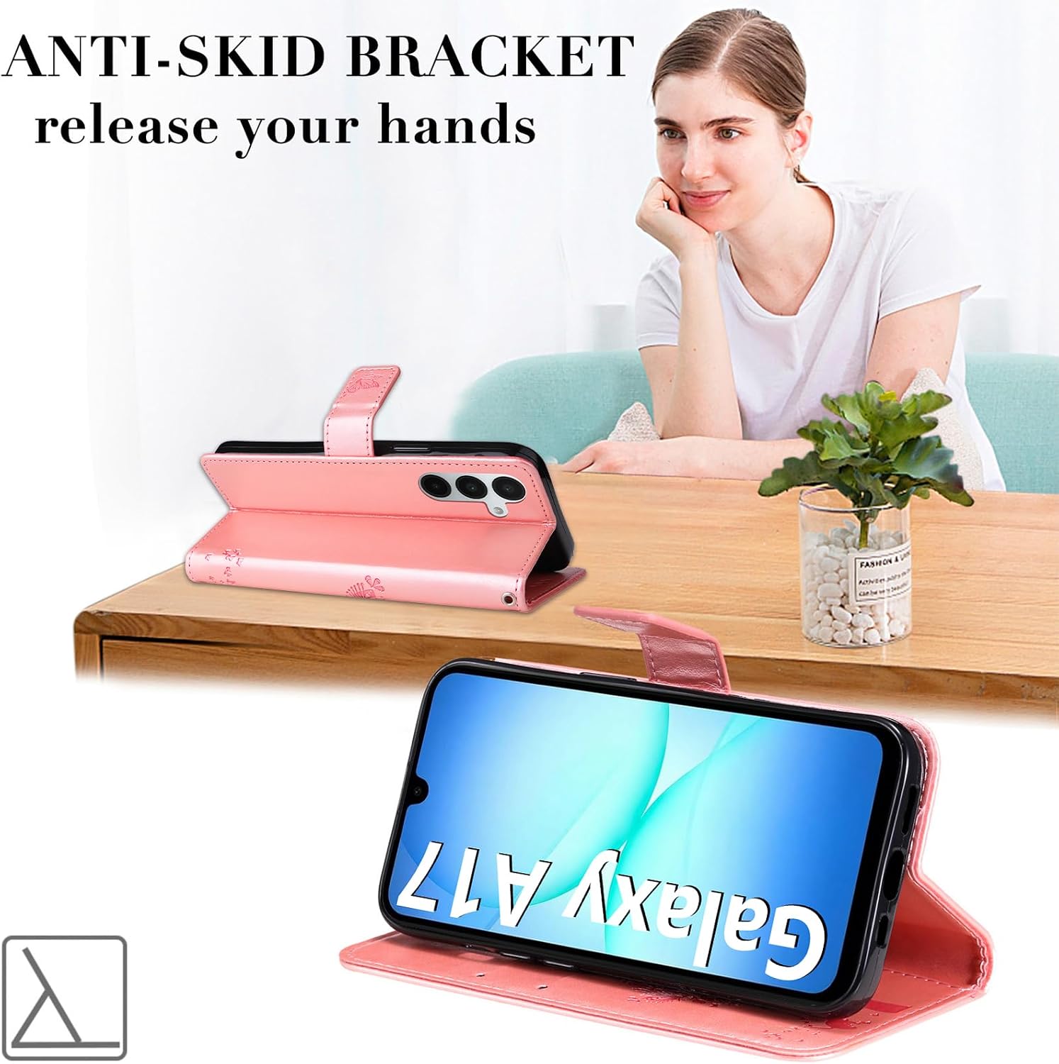 Detalle de Hancda Samsung Galaxy A17 5G leather wallet case 1️⃣