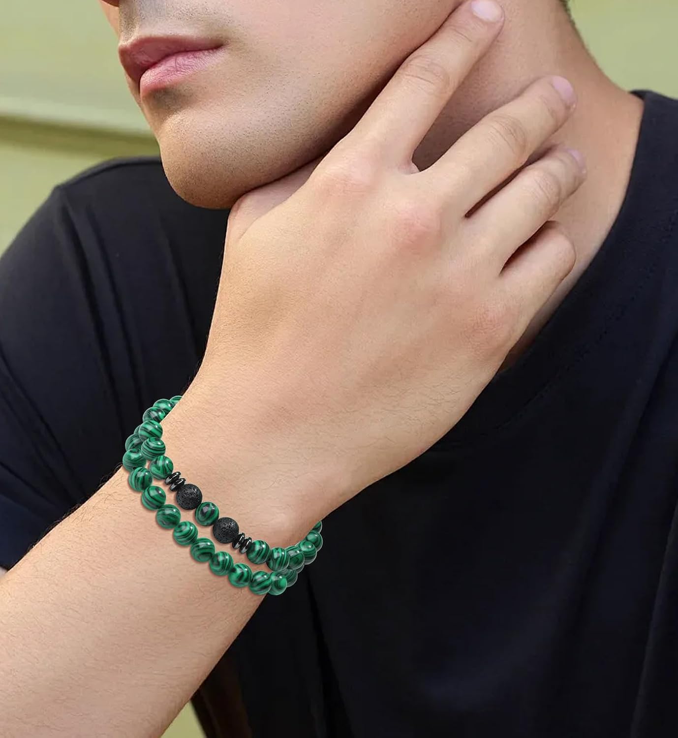 Thumbnail 1 de Sahoottie Men’s Beaded Bracelets – 4pc Tigers Eye 8mm Crystal Stone Set (Elastic, 7.5in) in Gift Box