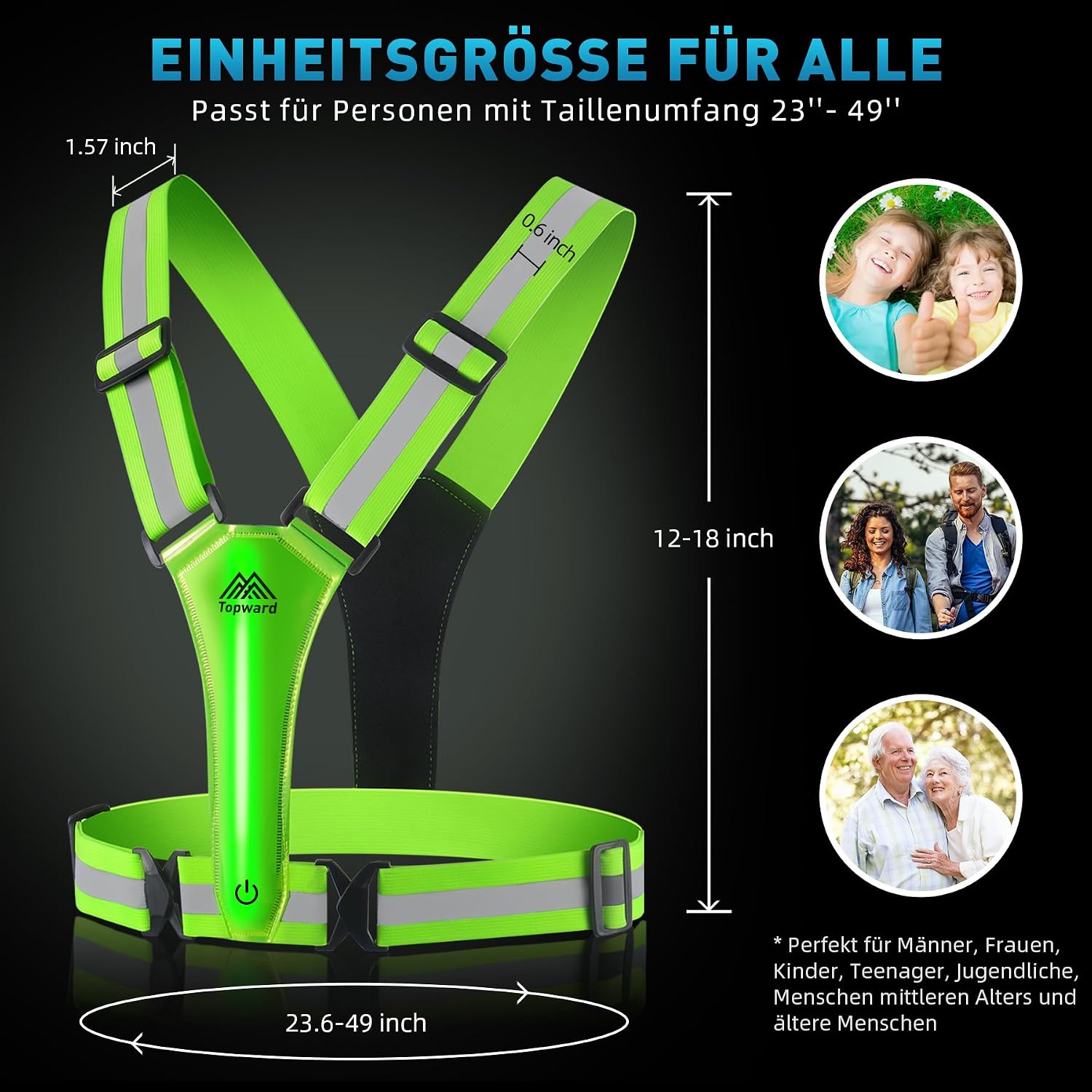 Detalle 2 de Topward Warnweste Sicherheitsweste Fahrrad, High-Vis Reflektierende Weste ⌚🚴?