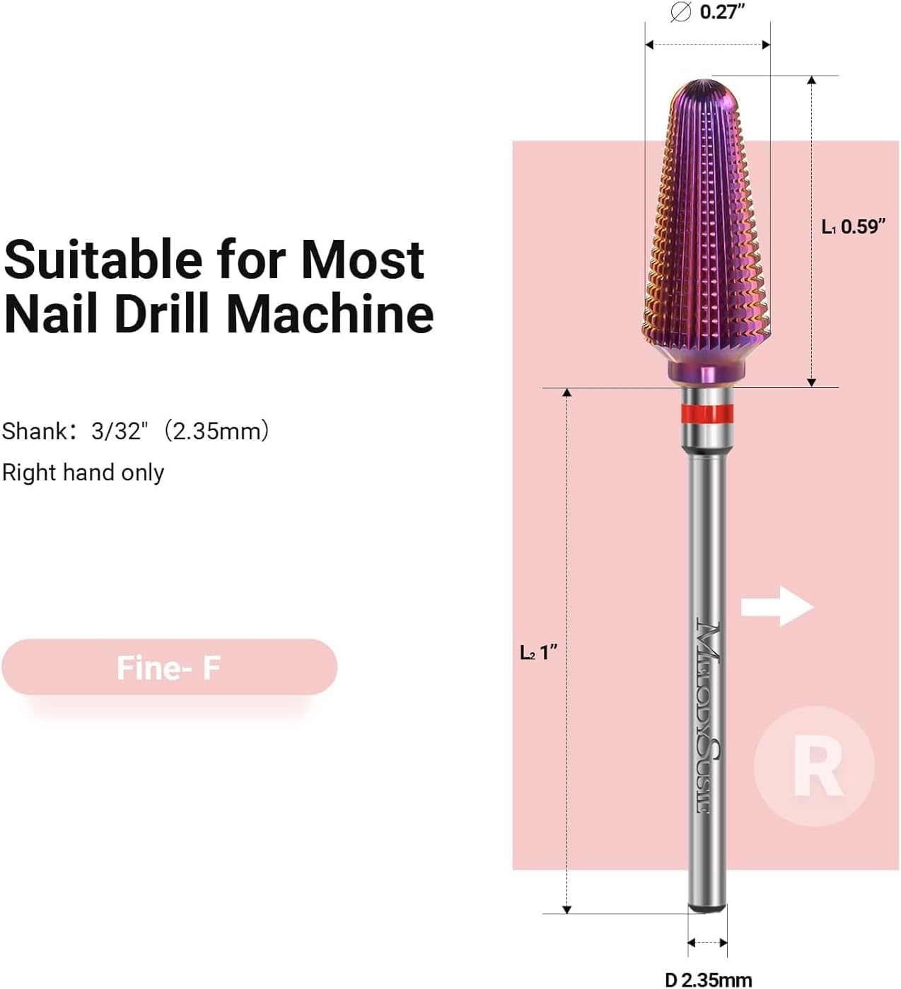 Thumbnail 5 de MelodySusie Embouts Ponceuse Ongles Tornado 3/32'' – Carbure de Tungstène, pointe arrondie (violet foncé)