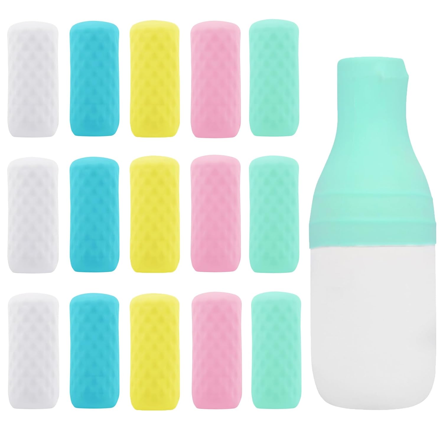 FOROUME 15-Pack Silicone Bottle Covers for Travel Toiletries (Leak-Proof Travel Essentials)