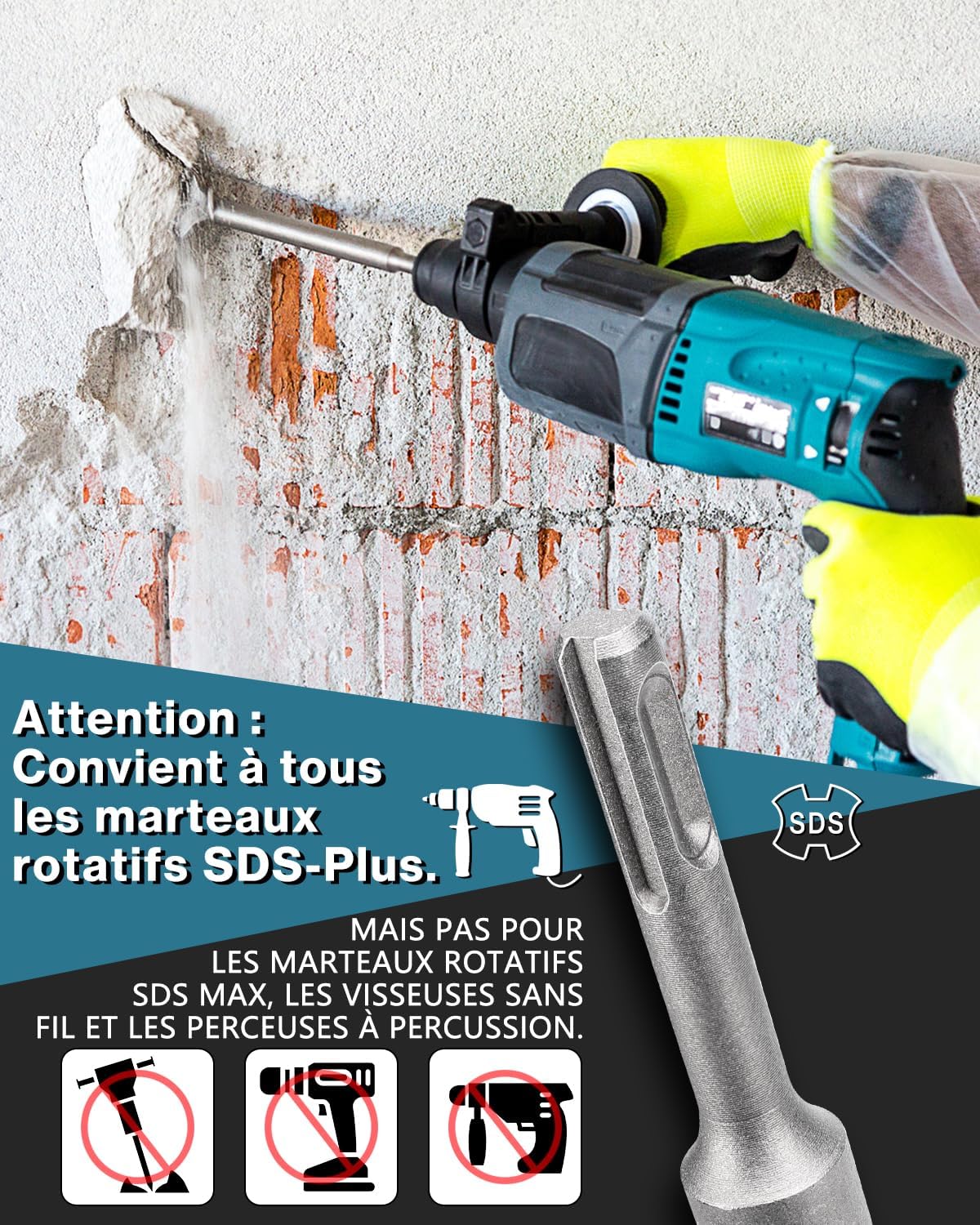 Thumbnail 4 de Lytool Burin SDS Plus 250 x 75 mm pour carrelage đ