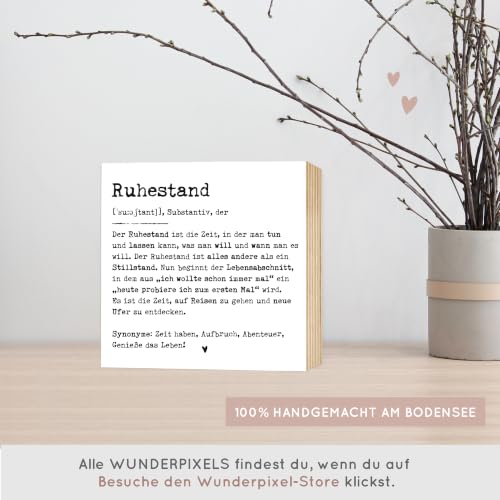 Thumbnail 1 de Wunderpixel Holzbild Definition Ruhestand – 15x15x2 cm, Fotodruck auf Birkenholz, zum Aufstellen oder Aufhängen
