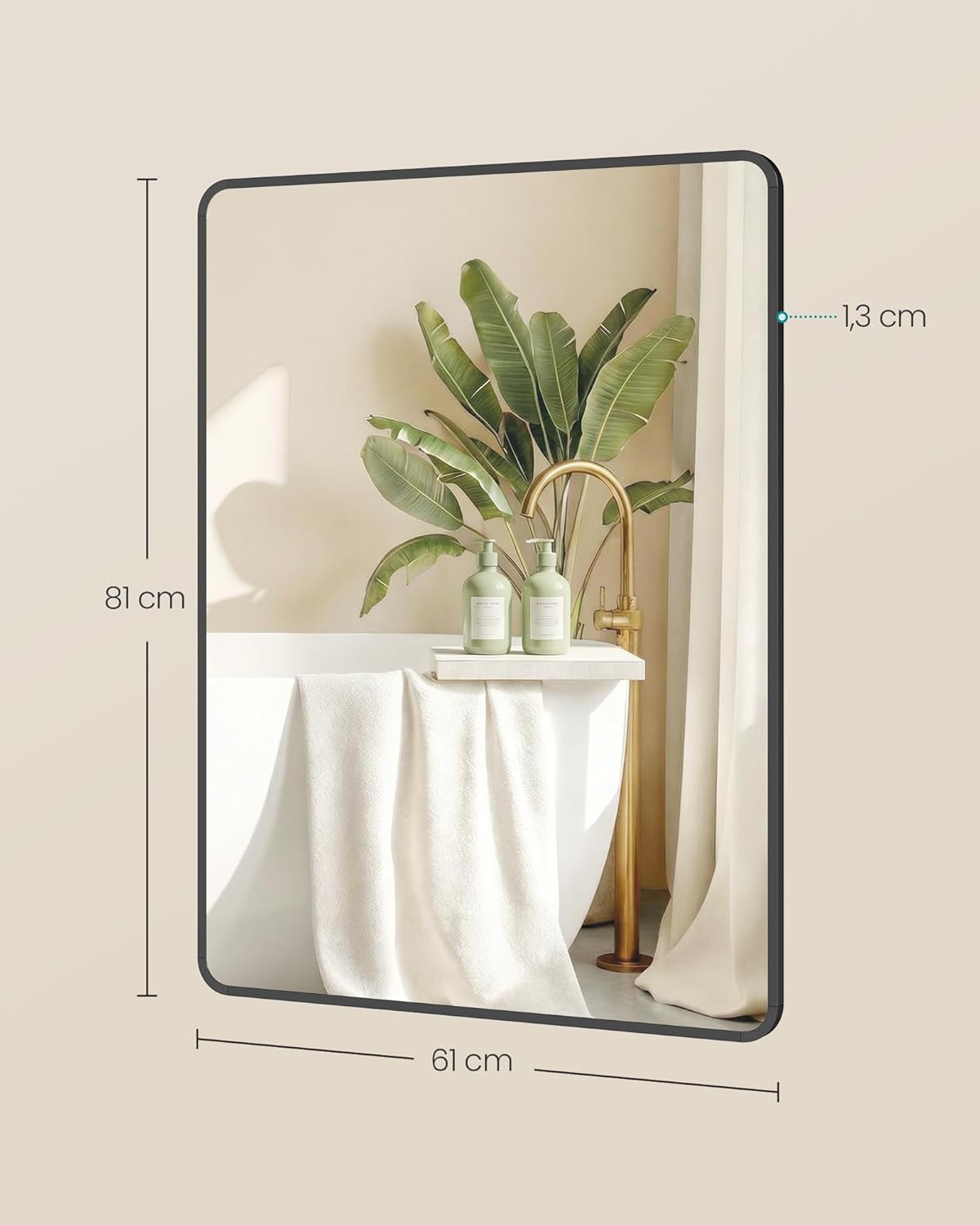 Thumbnail 4 de SONGMICS Specchio Bagno LWM014BD01, 81 x 61 cm da parete con cornice in alluminio e pellicola di sicurezza