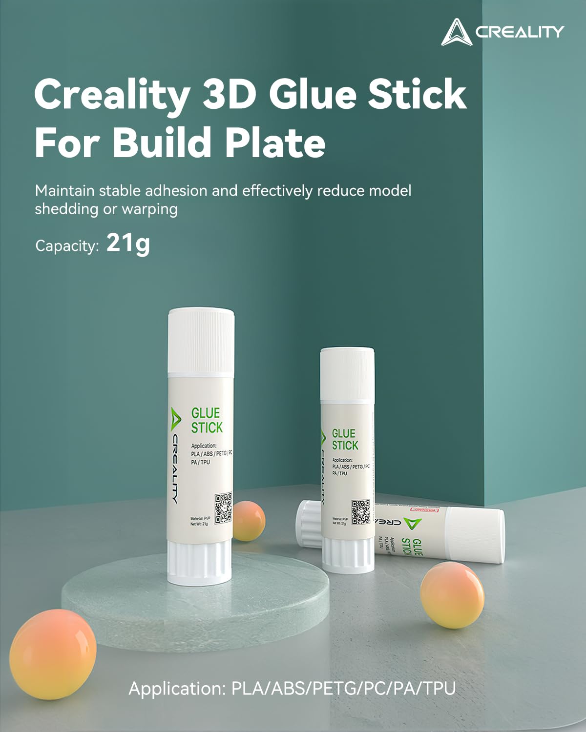 Detalle de Creality 3D-printerlijmstift, 2-pack PVP voor betere hechting op het printbed