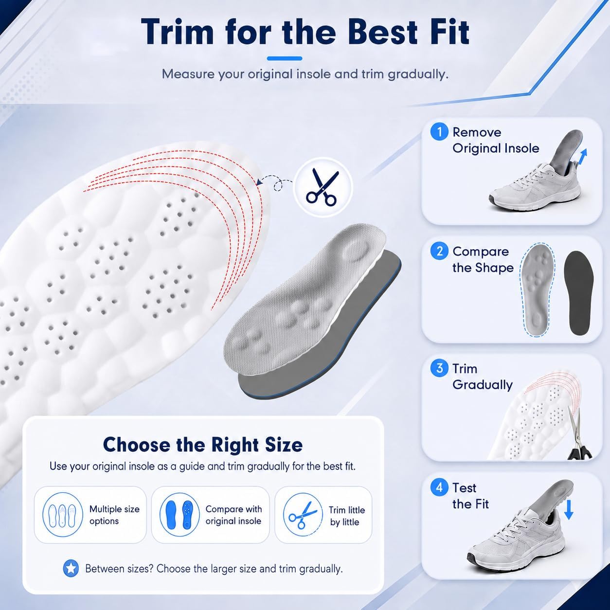 Thumbnail 4 de ENLOPQ GEN-SOLE-Black-Large Men's Insoles, Gray, US M 8–11.5, Memory Foam Arch Support