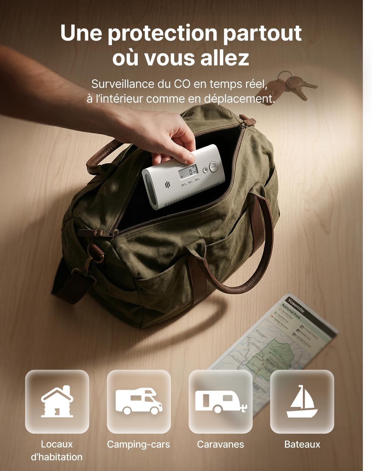 Detalle 2 de X-Sense Détecteur de Monoxyde de Carbone Portable XC0N-SR – Sécurité CO pour Maison et Voyage