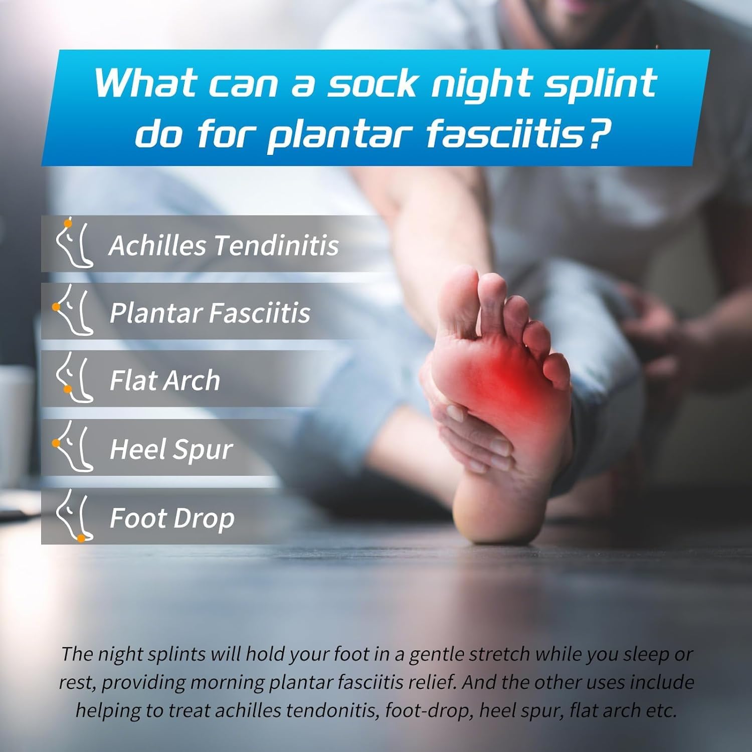 Detalle de Plantar Fasciitis Night Splint Sock, Large