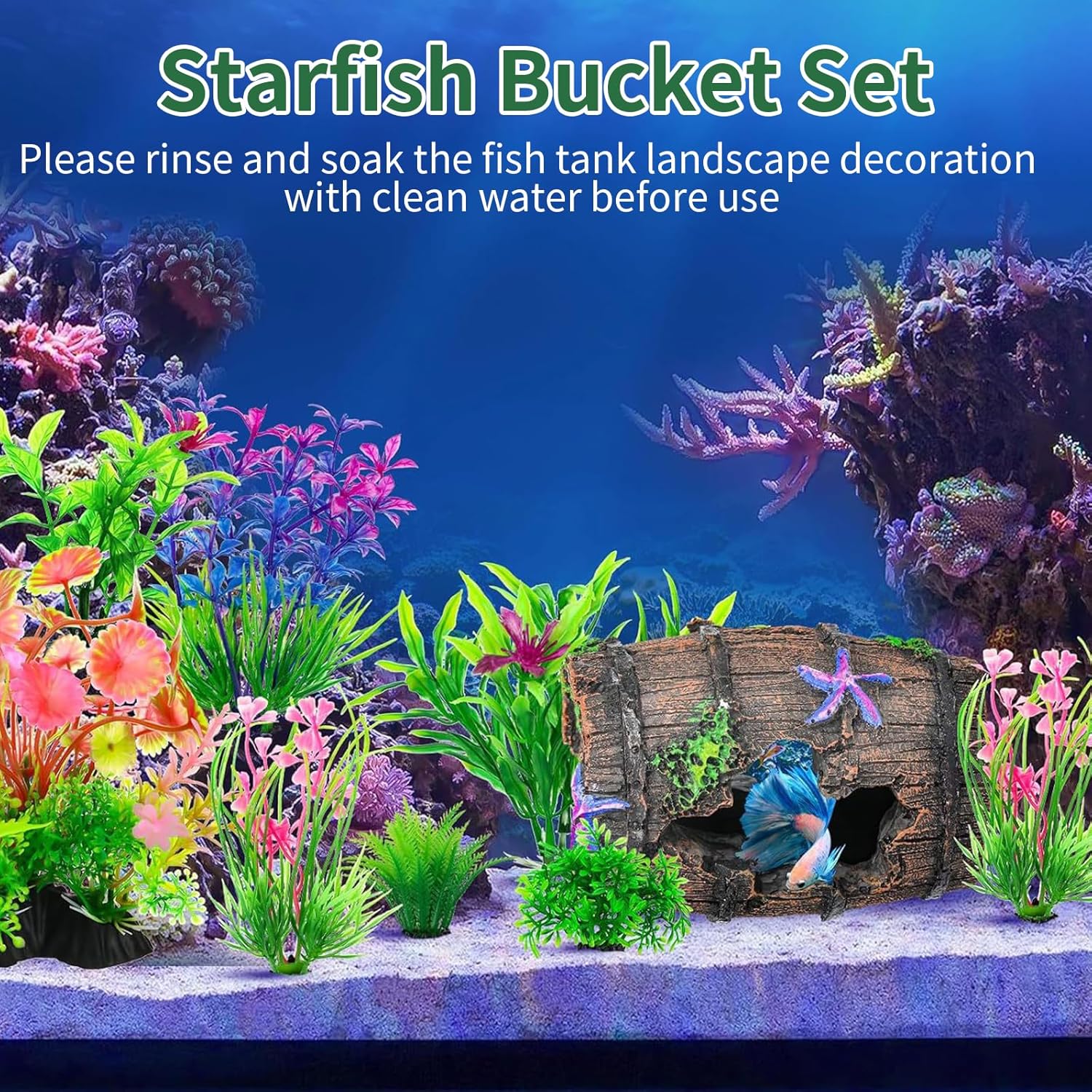 Thumbnail 3 de UOSIWYA 7-tlg. Aquarium Deko Höhle mit Moos-Simulation & Kunstharz-Versteck