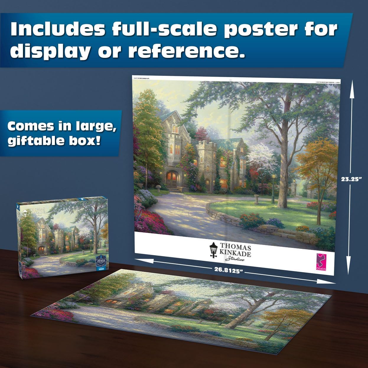 Detalle de Ceaco Sapphire Select Thomas Kinkade Beyond Summer Gate 1000 Piece Jigsaw Puzzle
