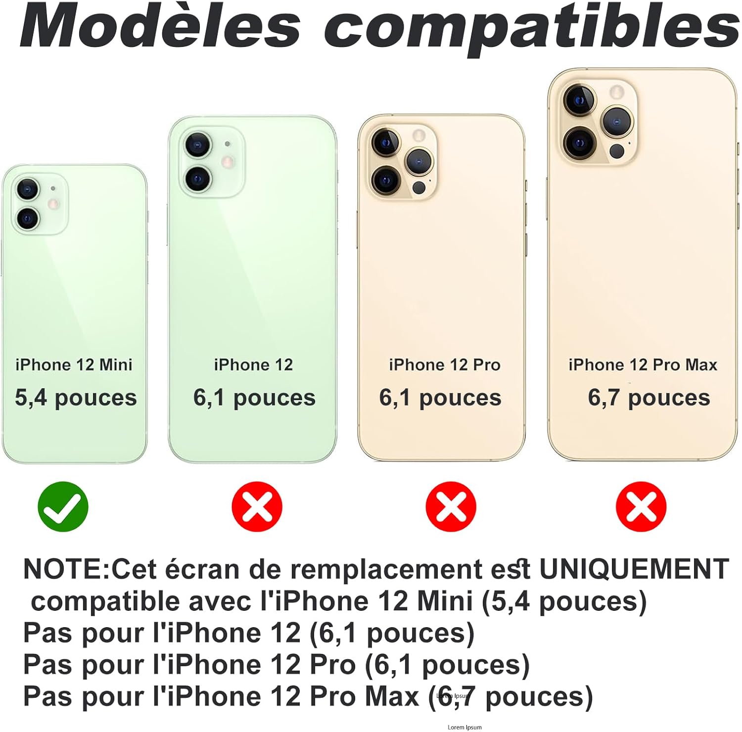 Thumbnail 1 de Écran LCD de rechange DIGI4U pour iPhone 12 Mini — True Tone, Face ID et kit de réparation