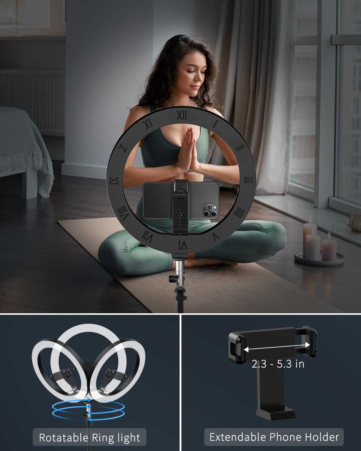 Thumbnail 6 de 10" Ring Light Tripod 70" Adjustable Phone Stand