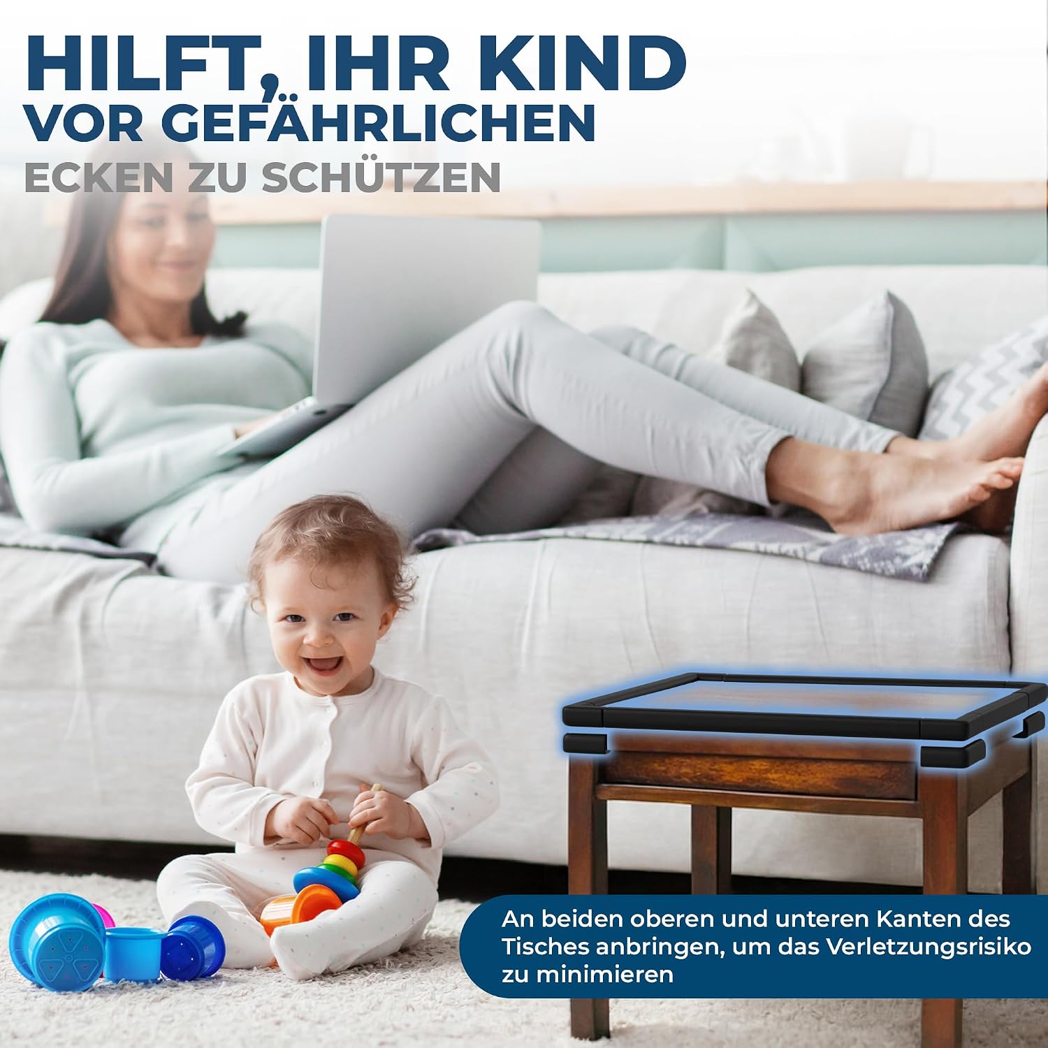 Thumbnail 2 de Hoffenbach Kantenschutz Baby aus Schaumstoff – 6,2 m Tischkantenschutz & 12 Eckenschutz