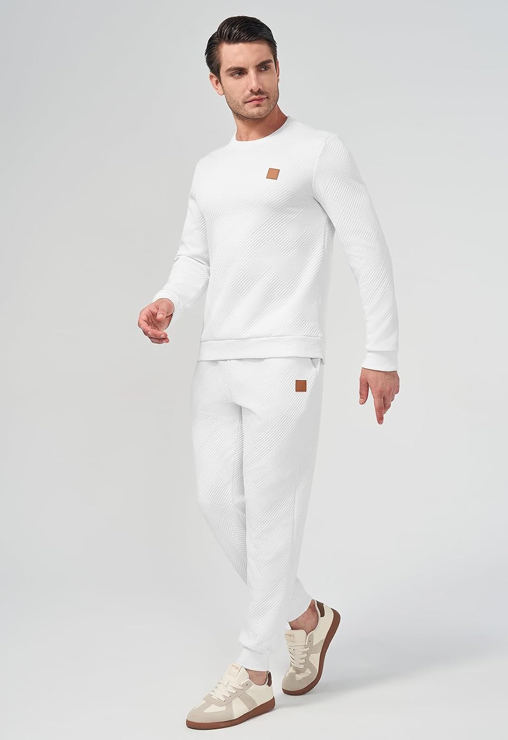 Detalle de KUYIGO Herren Trainingsanzug-Set (2-teilig) aus atmungsaktivem Baumwoll-Sweat – für Fitnessstudio, Laufen & Freizeit, S-2XL