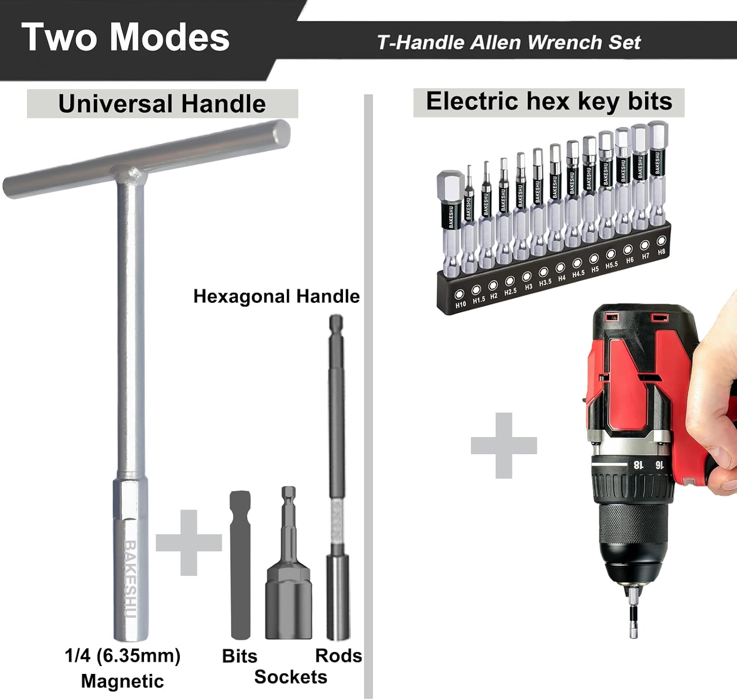 Detalle 2 de BAKESHU BKSlsd507A T-Handle Allen Key Set, S2 Bits, 13 Metric Sizes