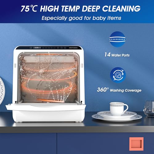 Detalle de AIRMSEN Mini Table Top Dishwasher - Upgraded 6 Programs