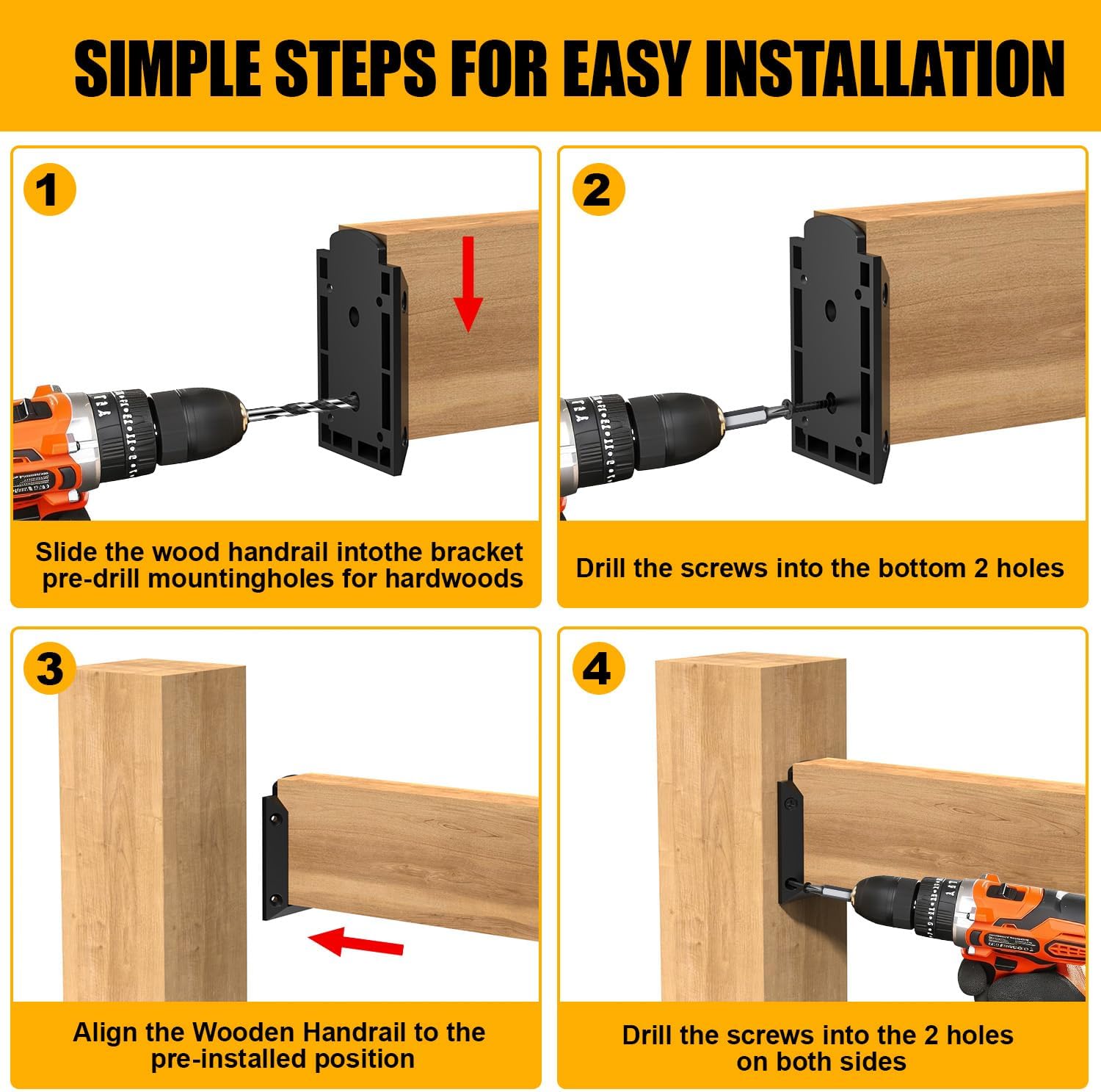 Detalle 2 de ORIGLE YCTJ-ZS-2X4-10PCS Nylon Deck Railing Brackets for 2x4 Wood, 10-Pack