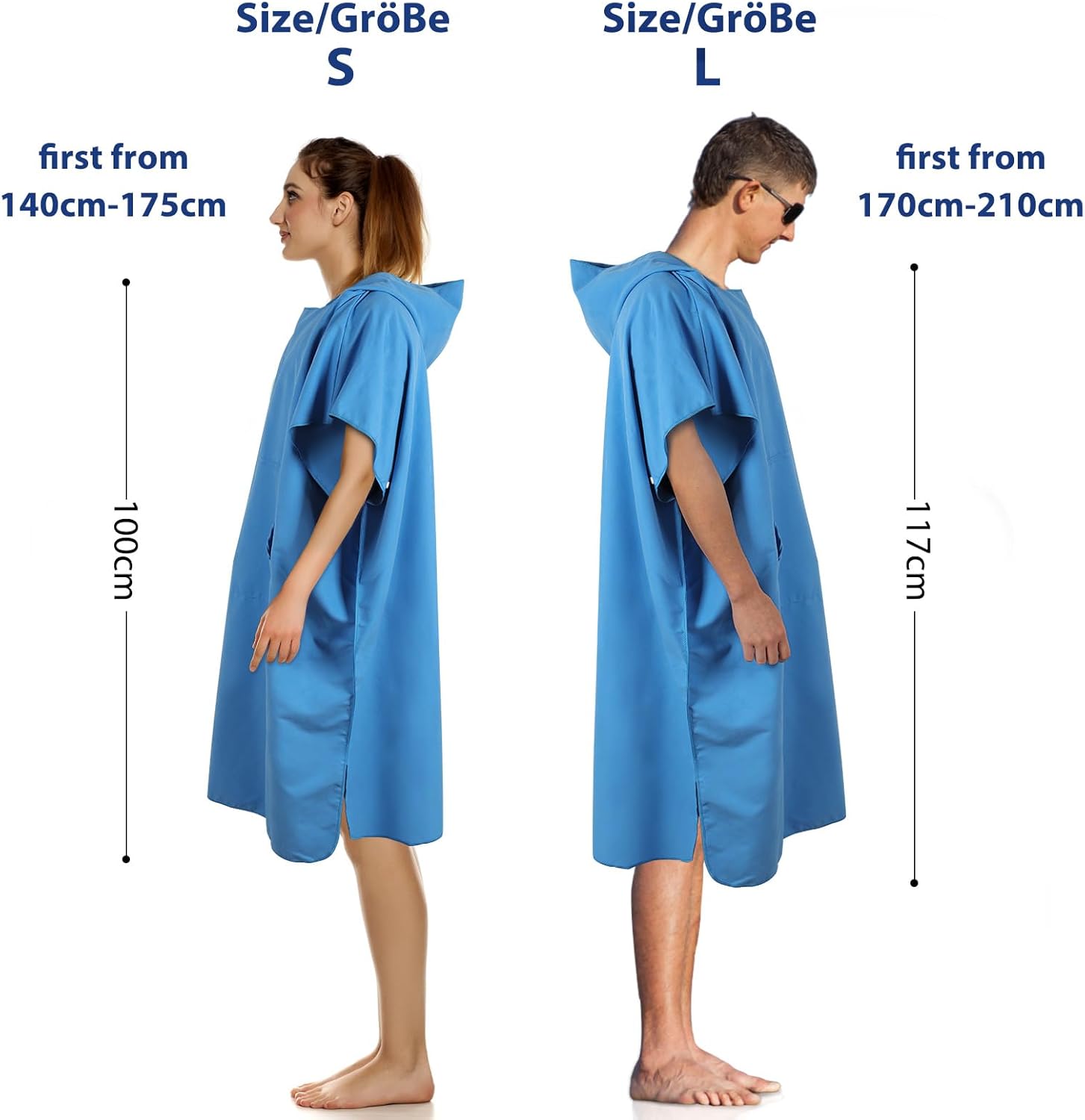 Thumbnail 4 de KUOGAS Poncho de Serviette en microfibre Bleu Ciel – Poncho de douche à séchage rapide, taille Medium