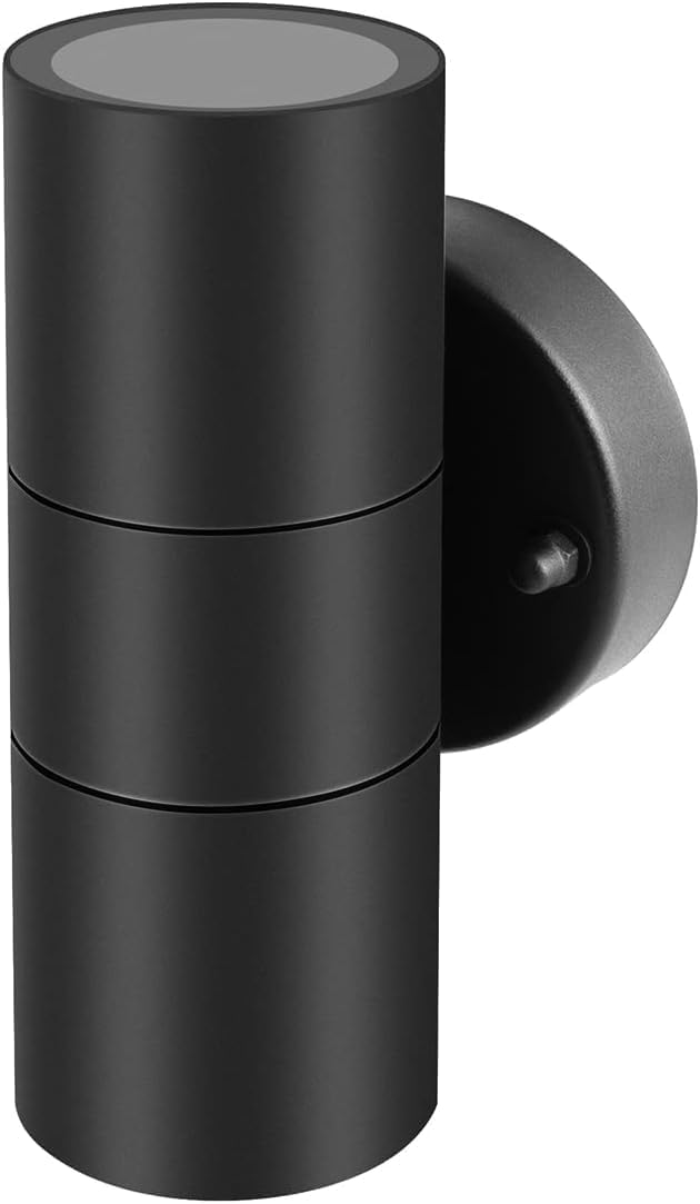 Thumbnail 6 de Kerry Outdoor Wall Lights up & down mains powered, IP44 stainless steel wall sconce (2 pack) – silver