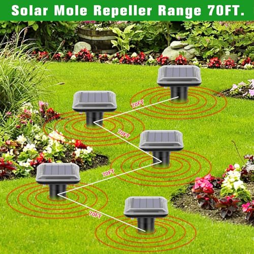 Detalle de 4 pièces Repousse-Taupes Solaire à ultrasons, kit anti-taupes IP66
