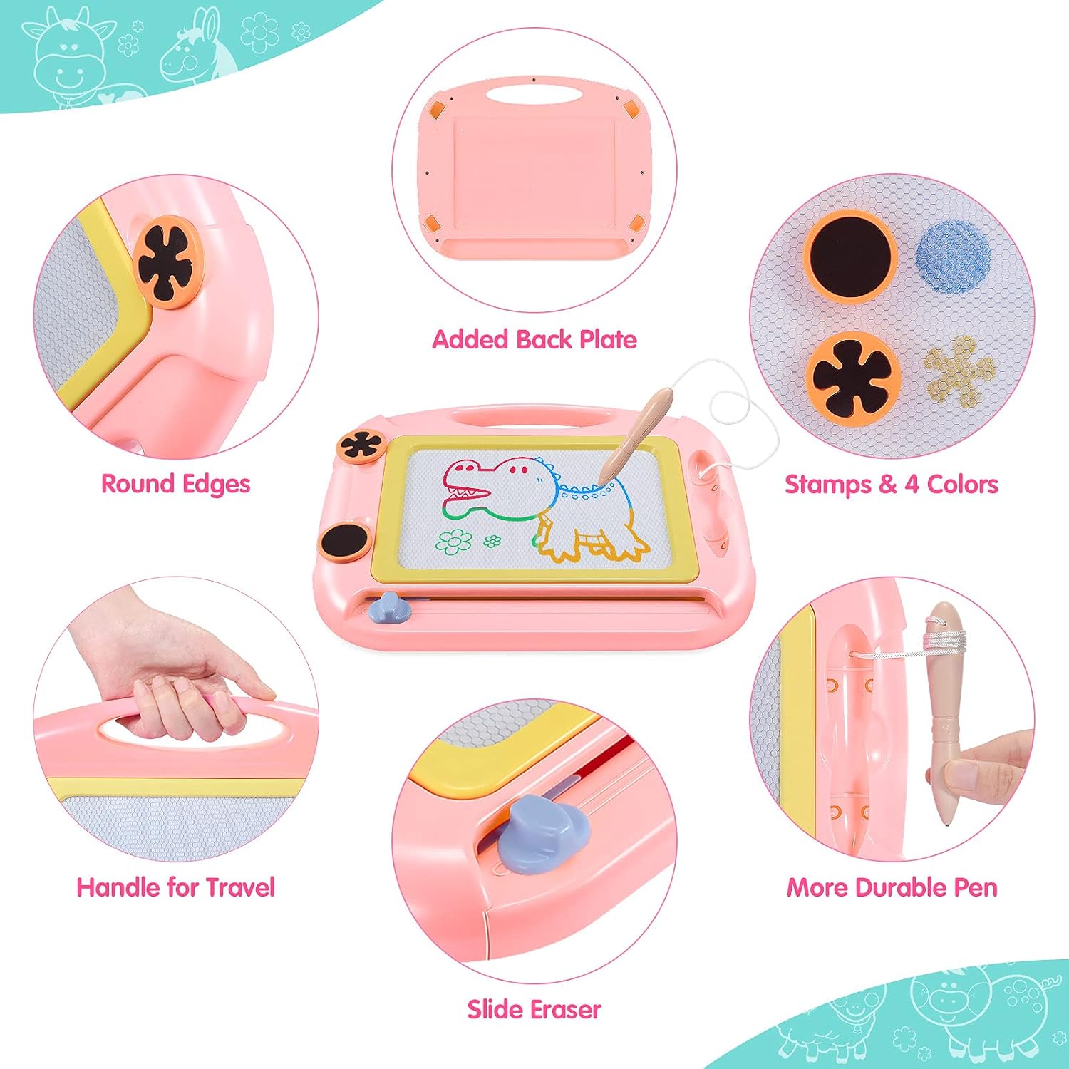 Detalle de EUCOCO Magnetic Drawing Board for 1–3 Year Olds: Safe, Colourful & Portable Learning Toy