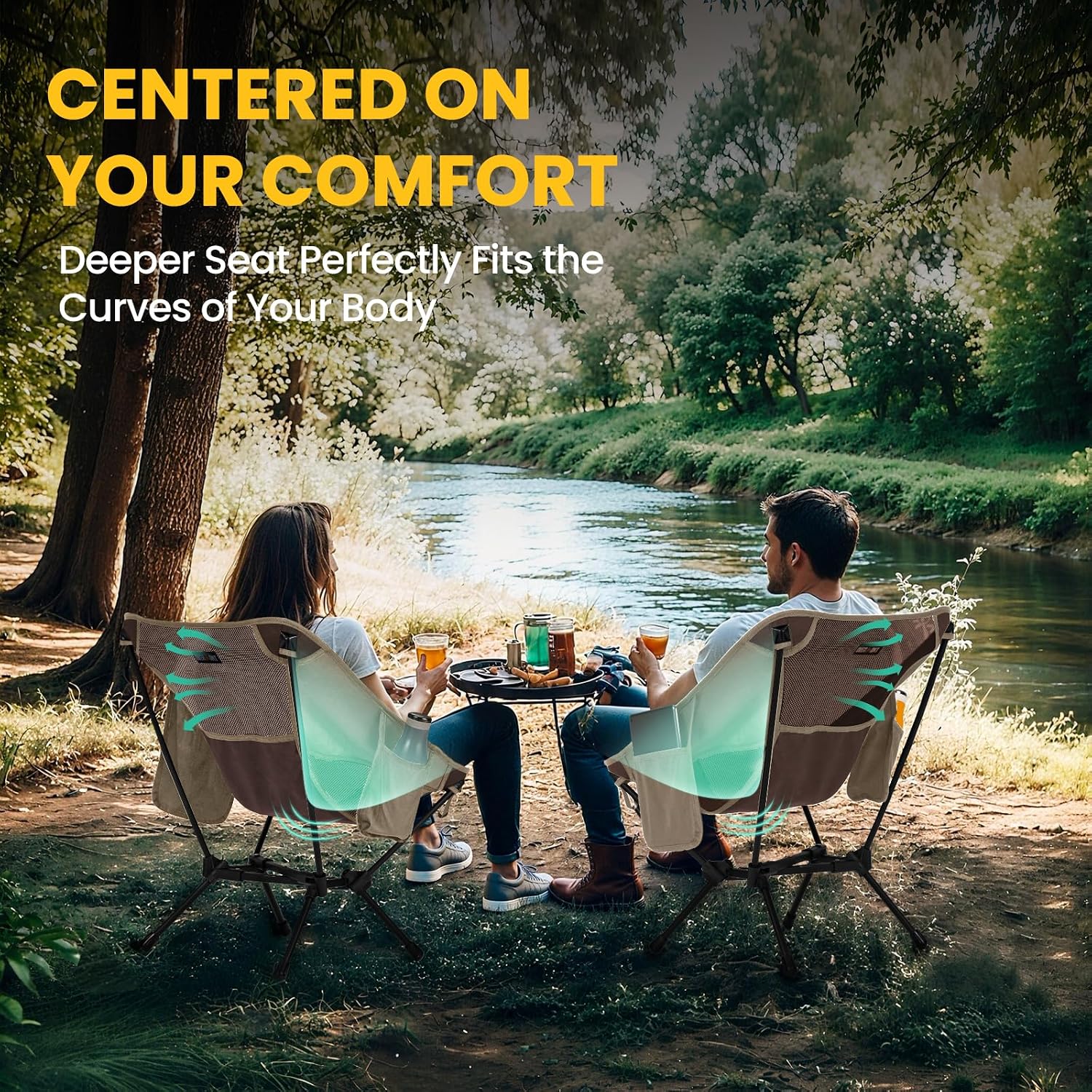 Detalle 1 de OVERMONT Portable chair Bro-2pcs-N Ultralight Camping Chair, 600D Oxford Fabric