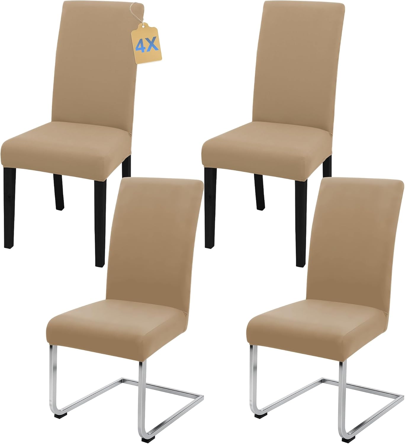 SUKAIKEQA housse de chaise haute élastique Jacquard (lot de 4/6/8) – Kaki