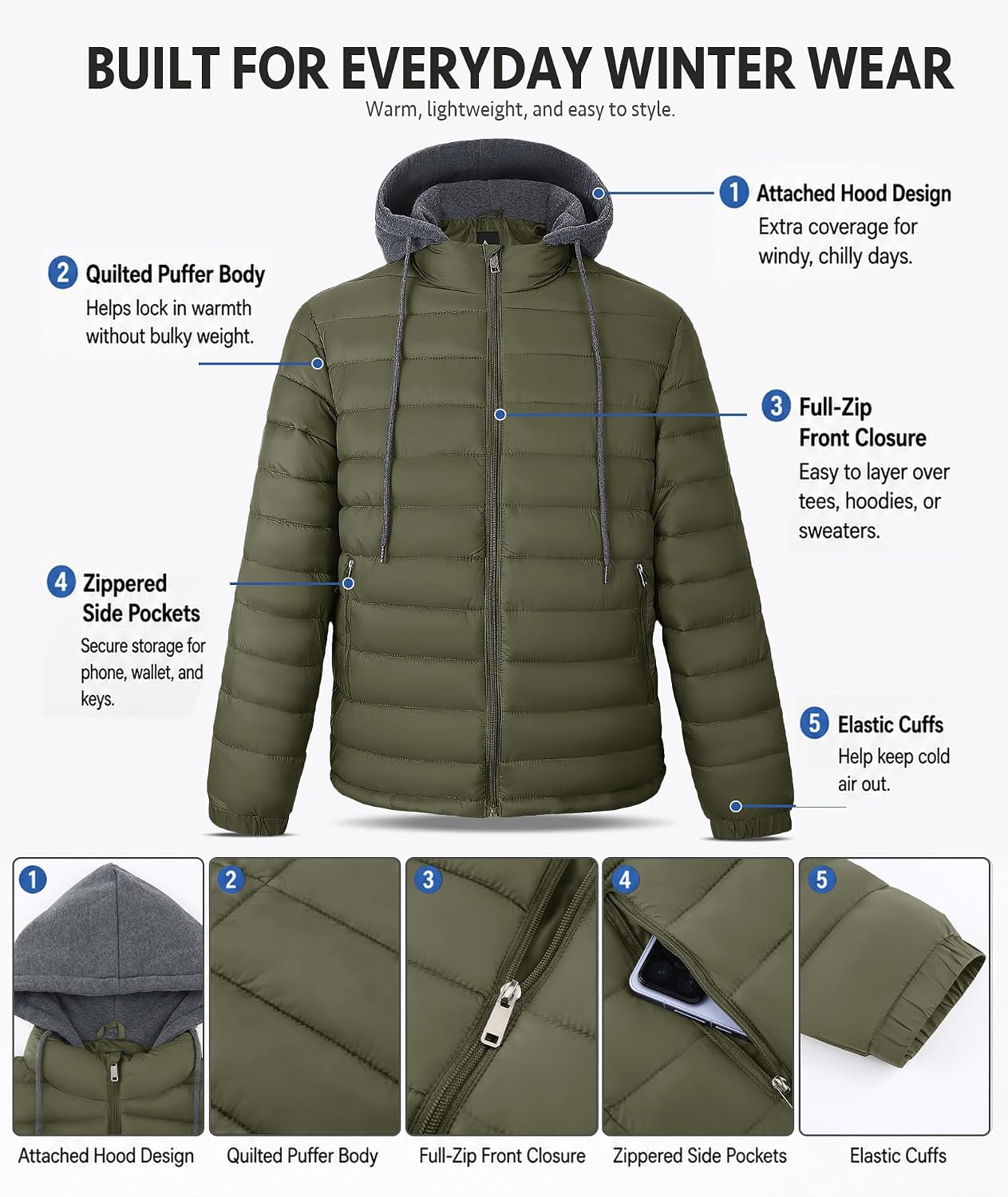 Thumbnail 4 de SWISSWELL Men's Nylon Puffer Jacket