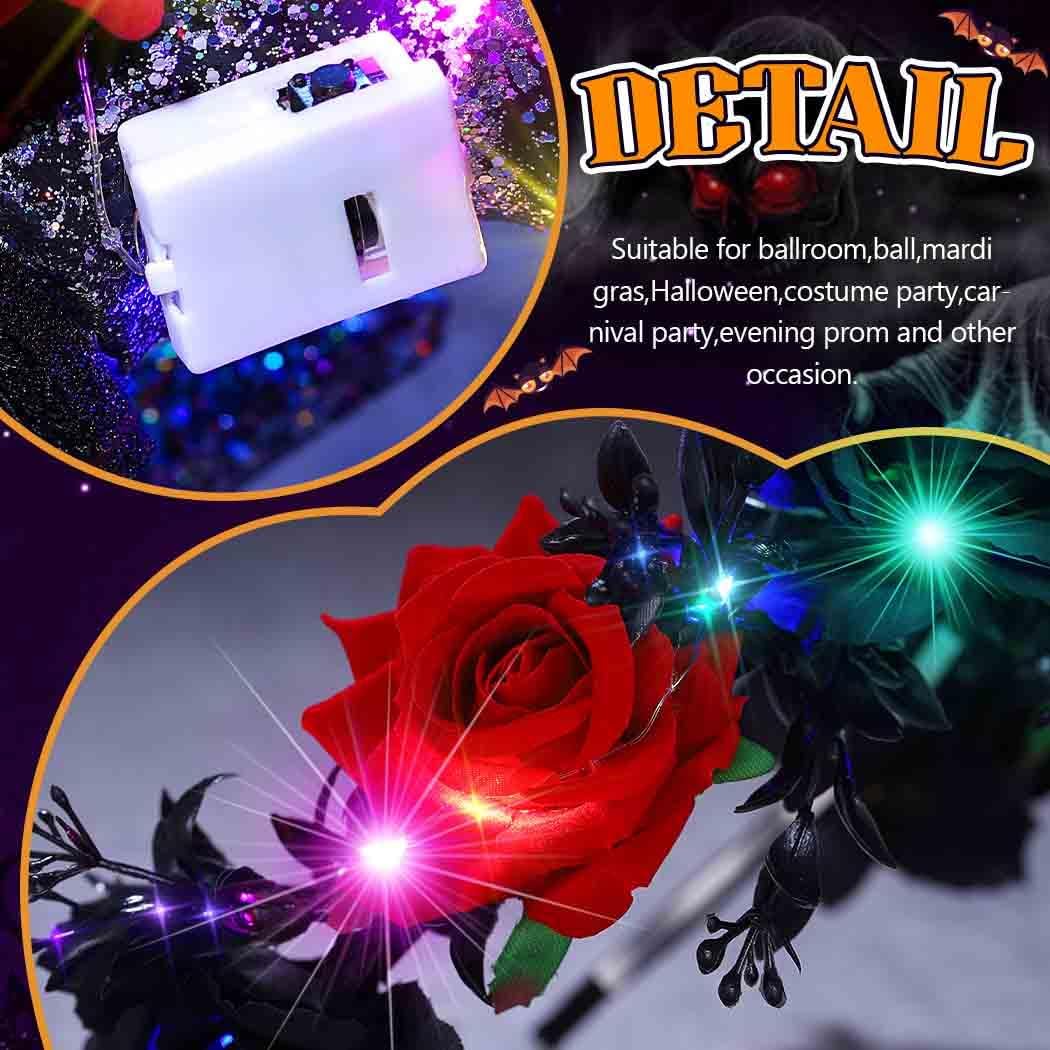 Detalle de Fashband Light Up Halloween Flower Headband LED Black Hair Hoops