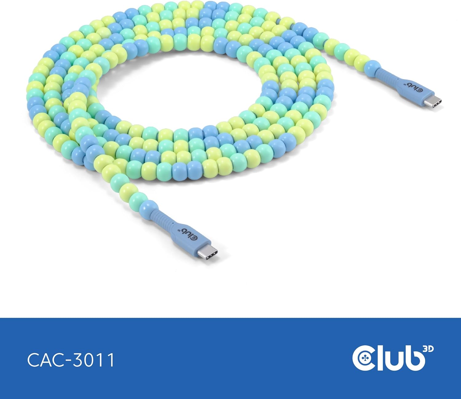 Thumbnail 6 de Club 3D CAC-3011 USB-C Perlenkabel Blau – Datenkabel bis USB 480 Mbit/s, bis 60 W