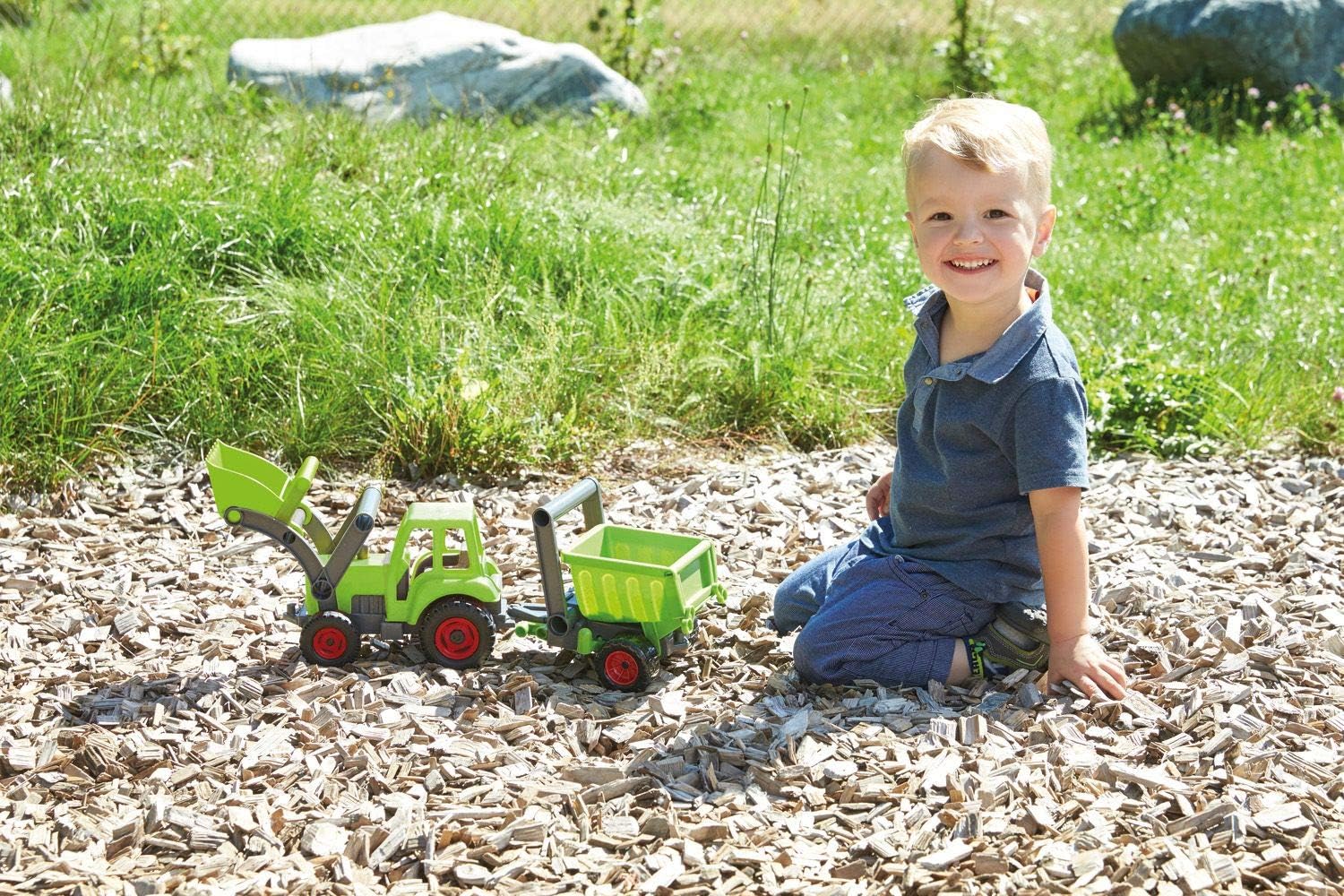 Thumbnail 4 de LENA 04214 Remorque EcoActives verte (env. 20 cm) pour tracteur jouet dès 2 ans