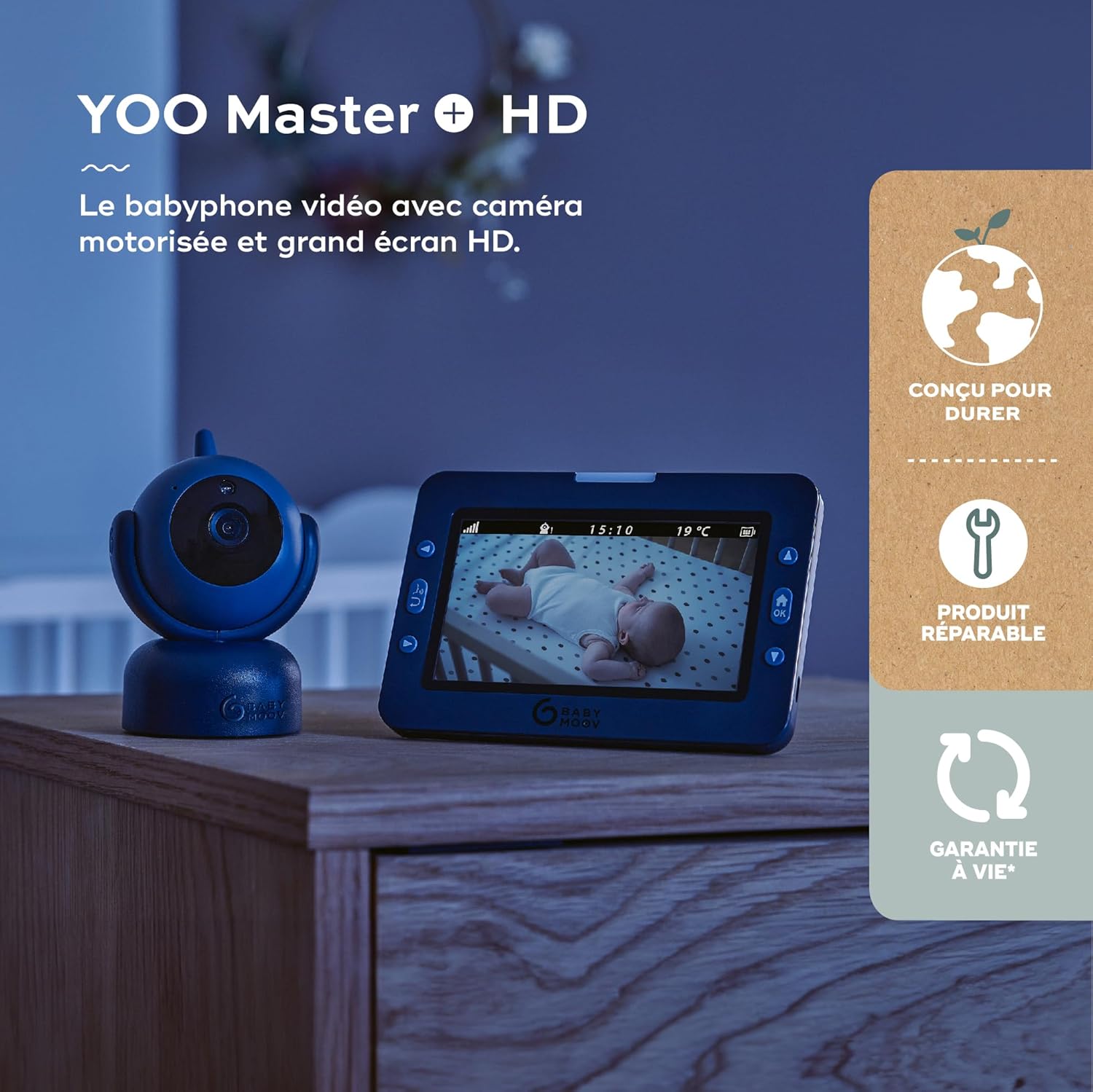Thumbnail 1 de Babymoov Babyphone Caméra YOO Master (+) – Grand écran HD 5’’ et caméra motorisée 360°