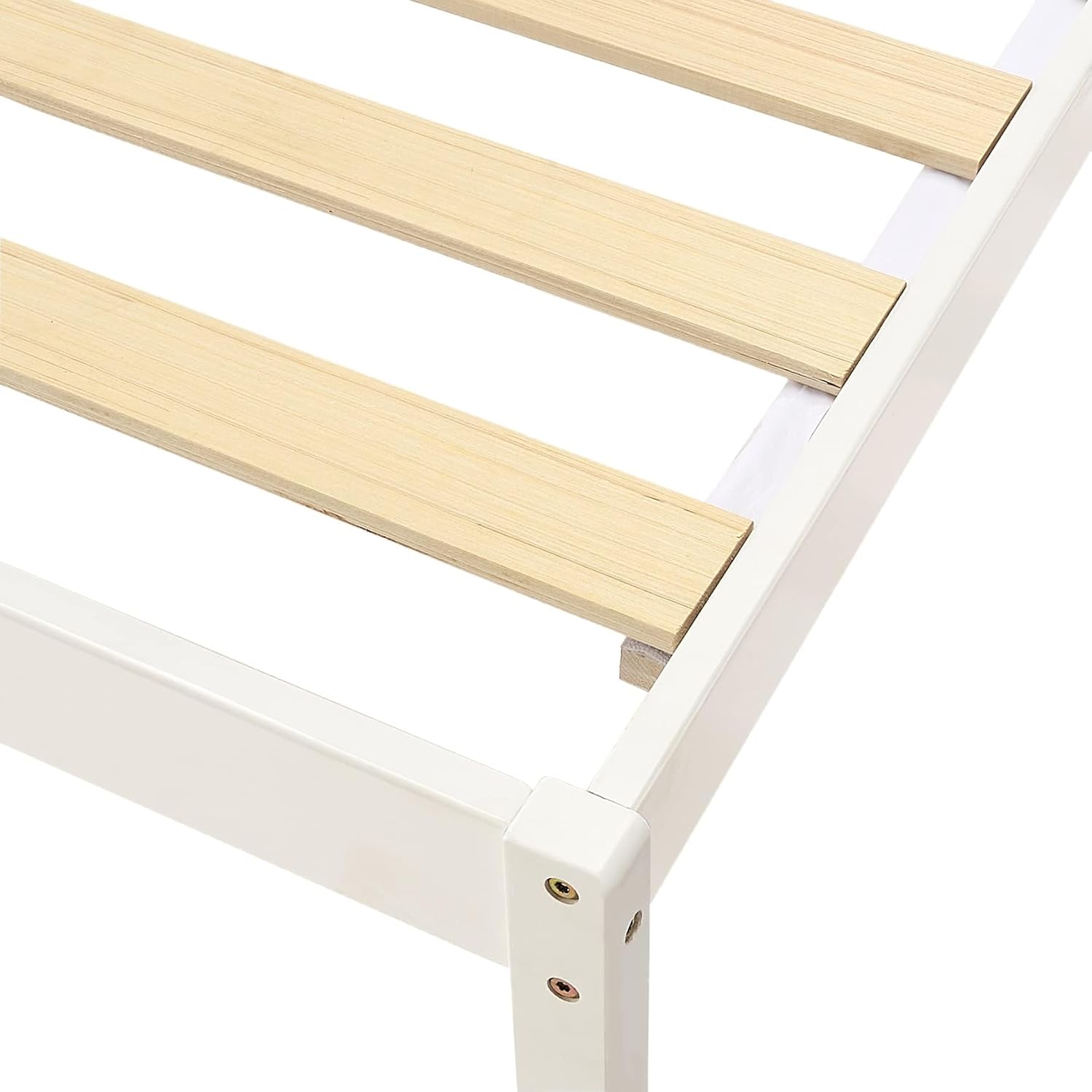 Detalle de Amazon Basics Struttura per letto in pino massiccio 90x190 cm - bianco, montaggio semplice